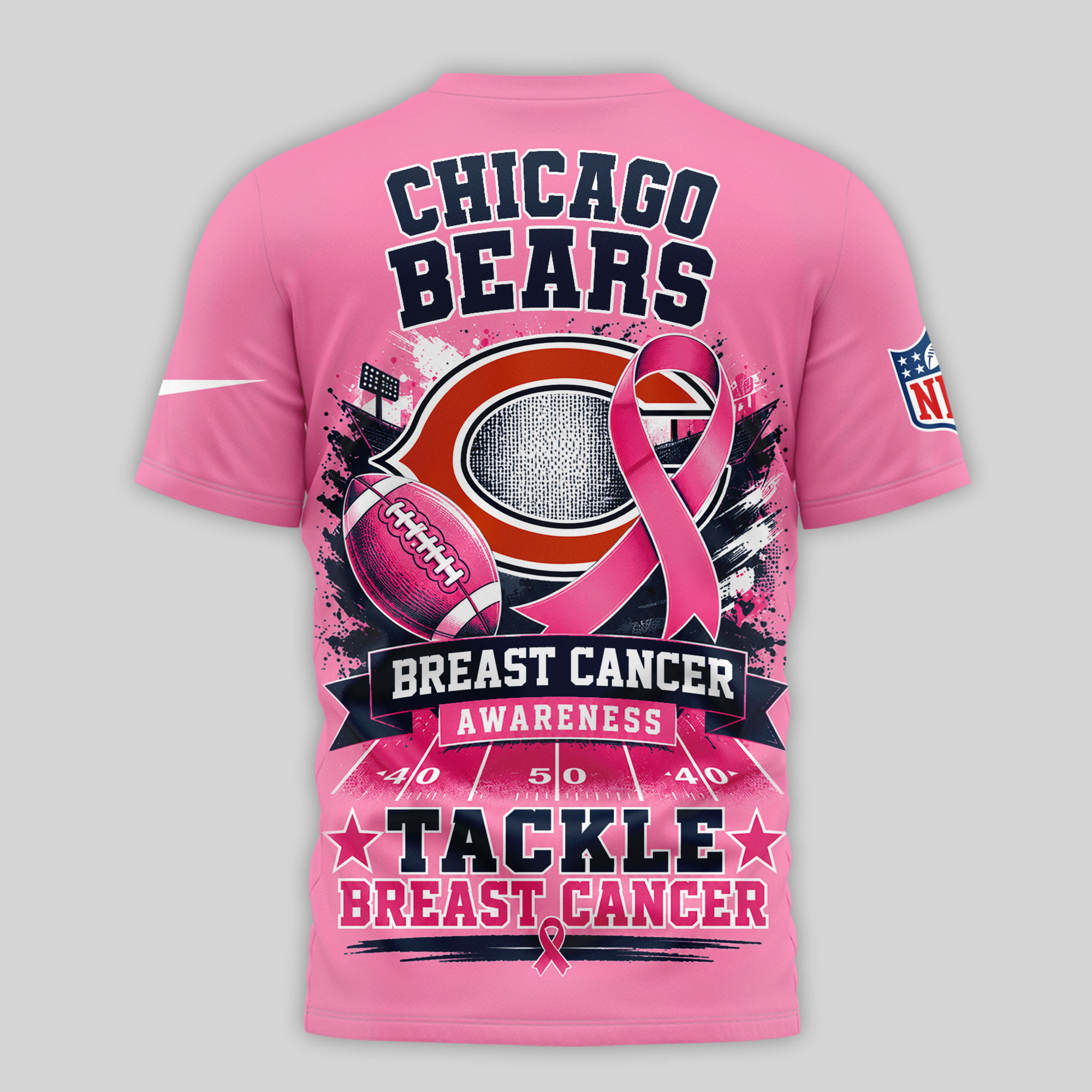 Chicago Bears x Premium NFL Tackle Breast Cancer Awareness 3D Shirt TTH060608 - Image 2