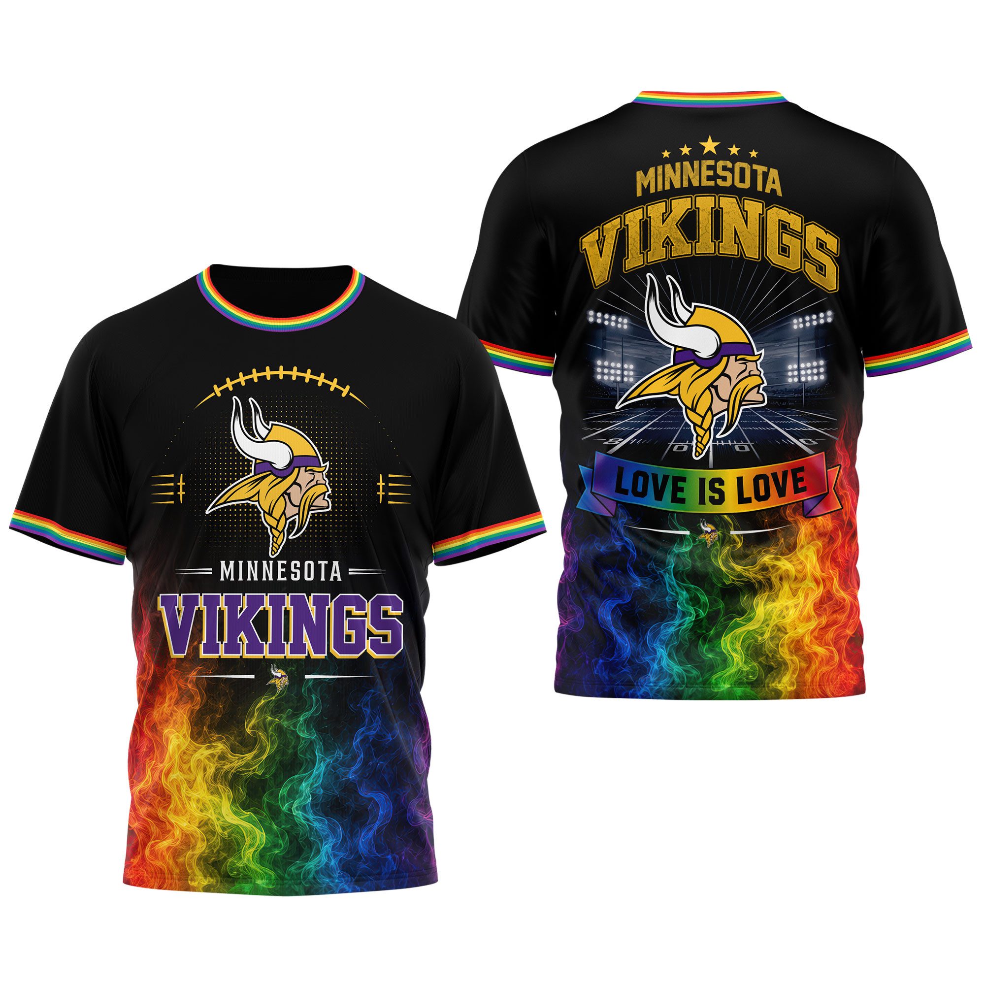 Minnesota Vikings x Premium NFL Love Is Love 3D Shirt TTH060605 - Image 3