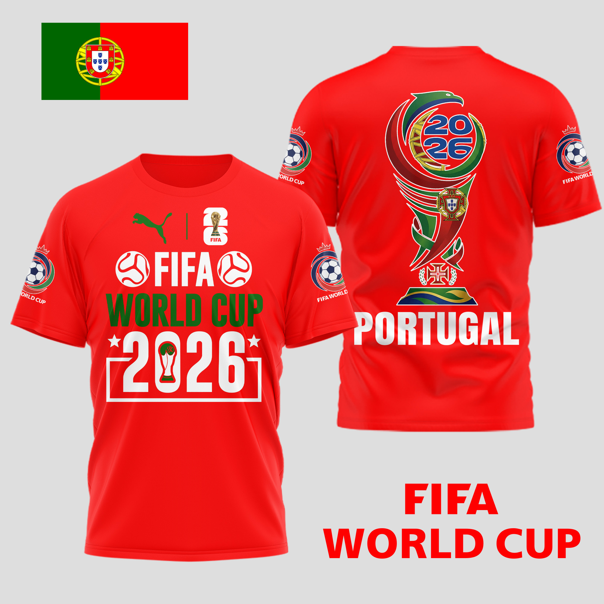 Portugal x Premium World Cup Spirit 2026 World Cup 2026 3D T-Shirt TTH100601 - Image 2
