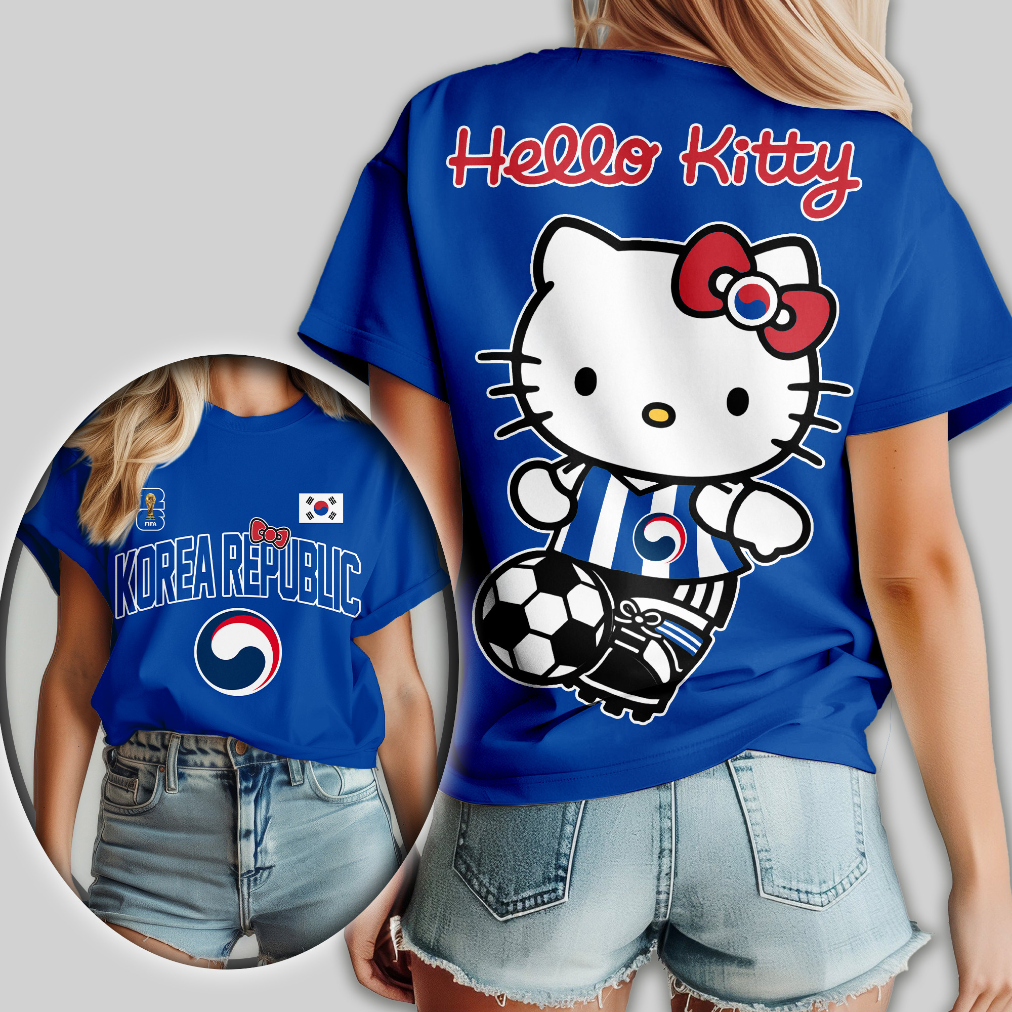 Korea Republic x Premium World Cup 2026 Hello Kitty Women Shirt TTH100605 - Image 2
