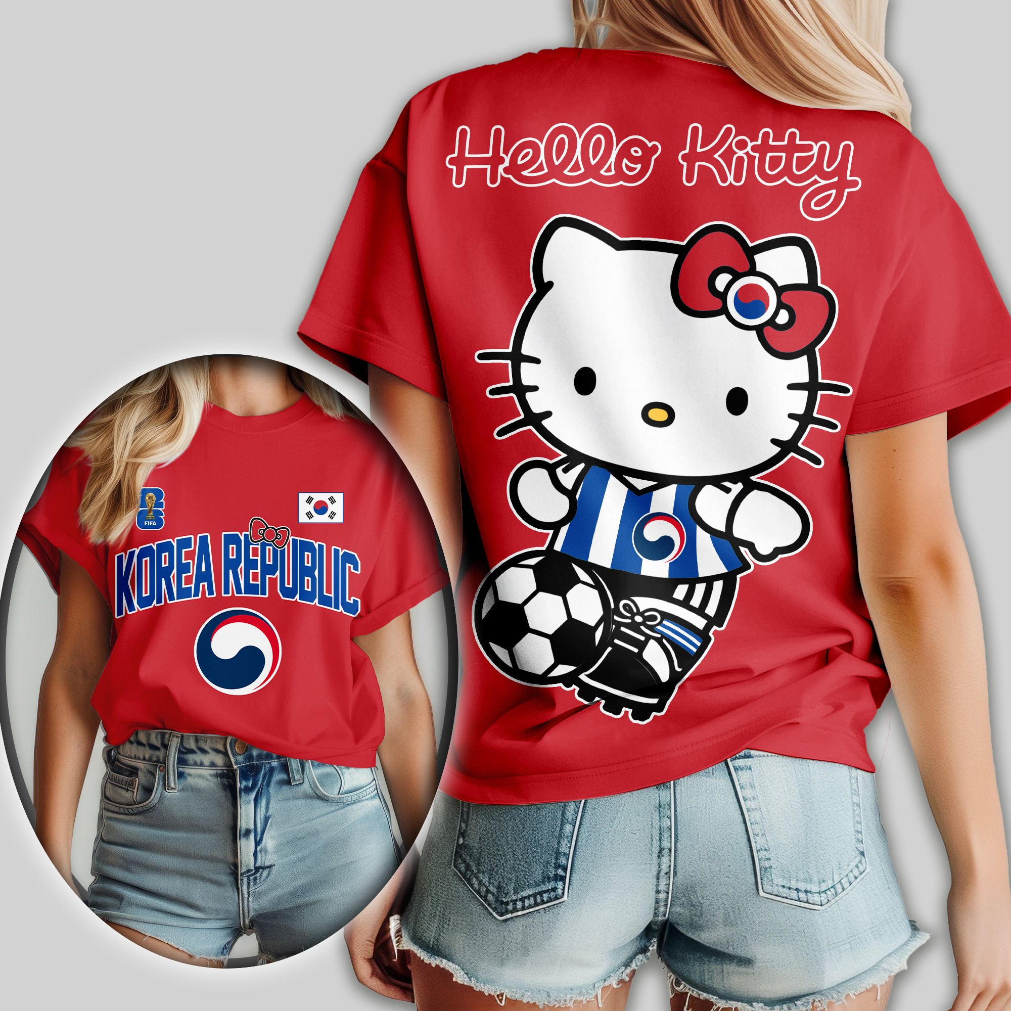 Korea Republic x Premium World Cup 2026 Hello Kitty Women Shirt TTH100605 - Image 3
