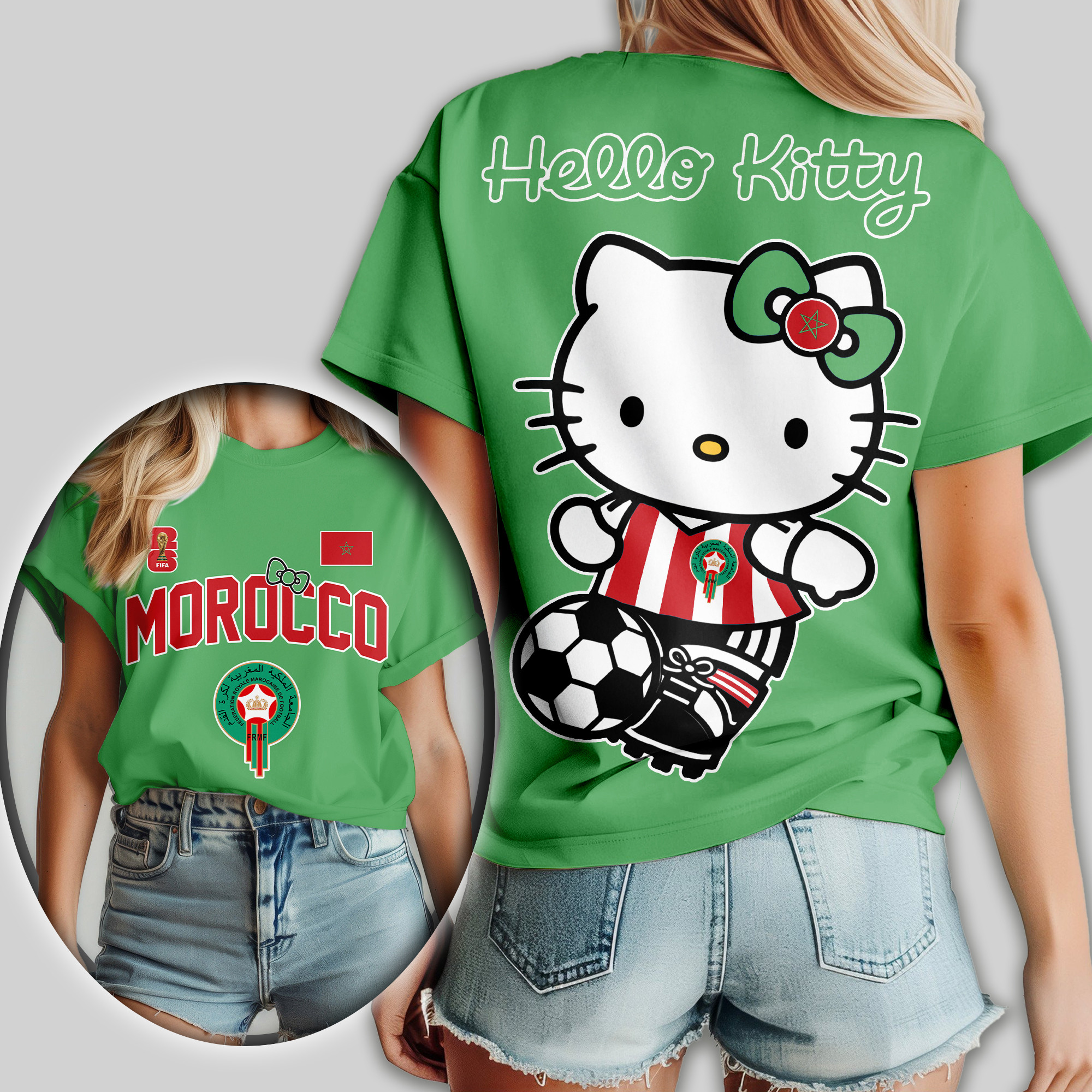 Morocco x Premium World Cup 2026 Hello Kitty Women Shirt TTH100605 - Image 2
