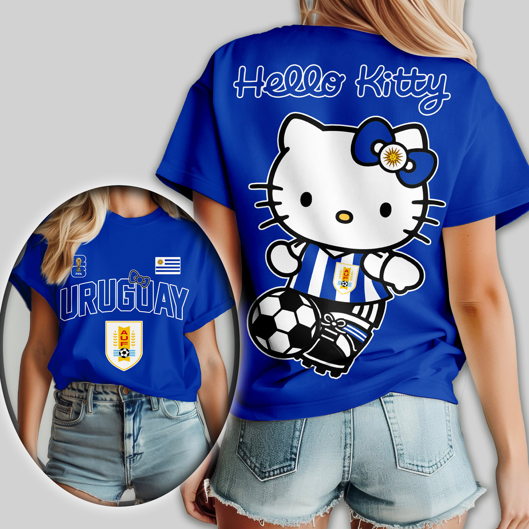 Uruguay x Premium World Cup 2026 Hello Kitty Women Shirt TTH100605 - Image 2