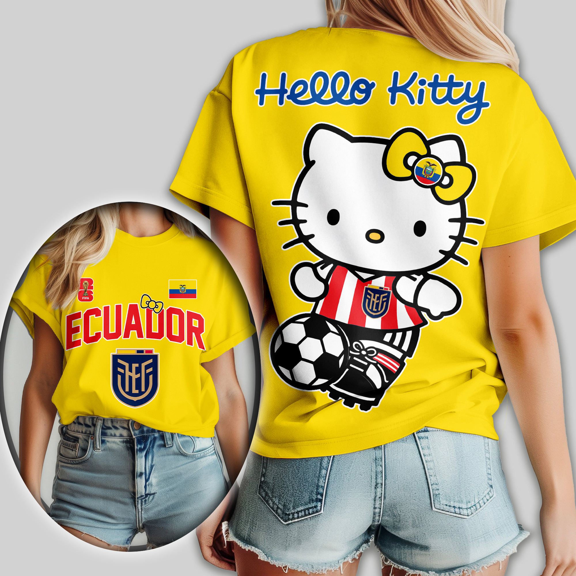 Ecuador x Premium World Cup 2026 Hello Kitty Women Shirt TTH100605 - Image 2