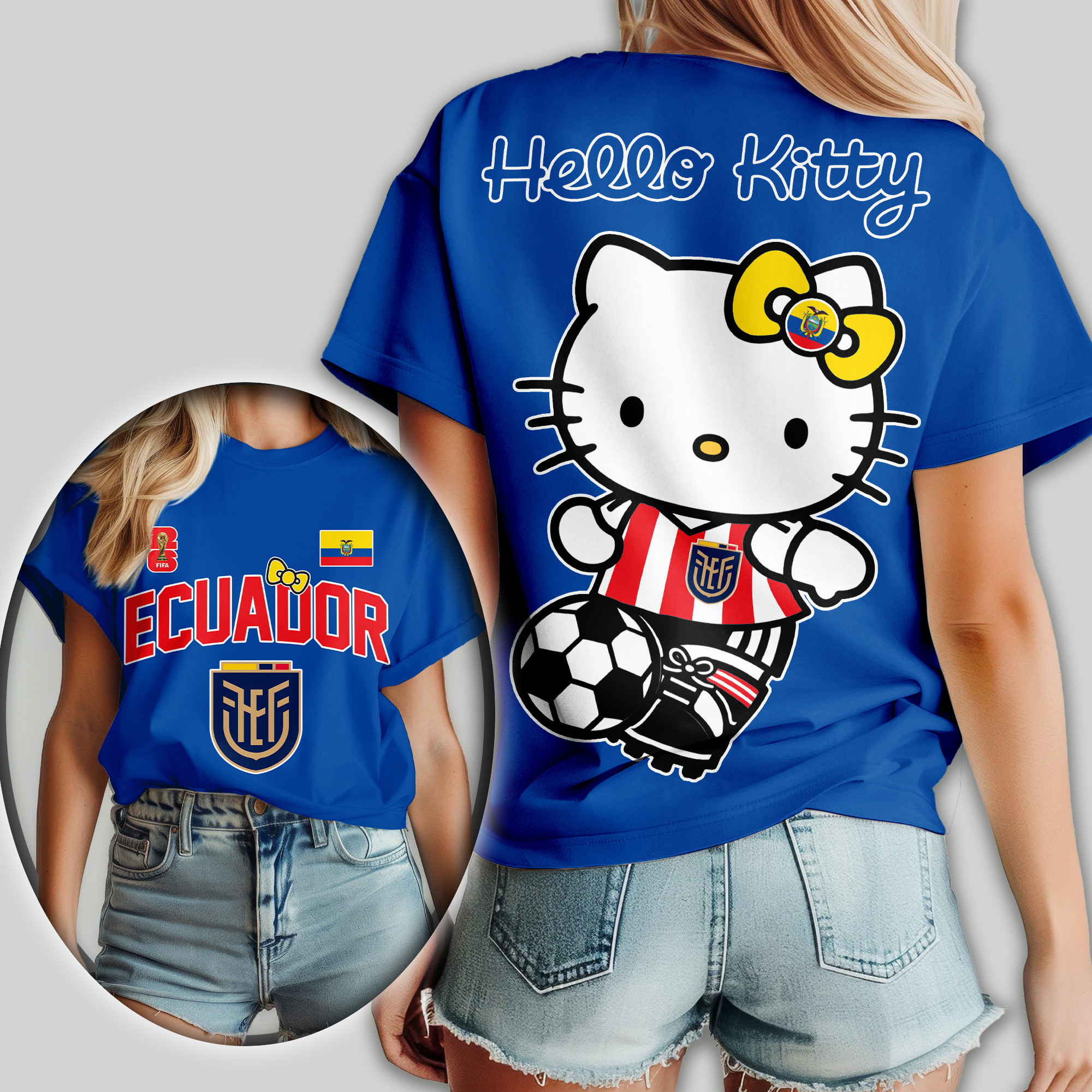 Ecuador x Premium World Cup 2026 Hello Kitty Women Shirt TTH100605 - Image 3