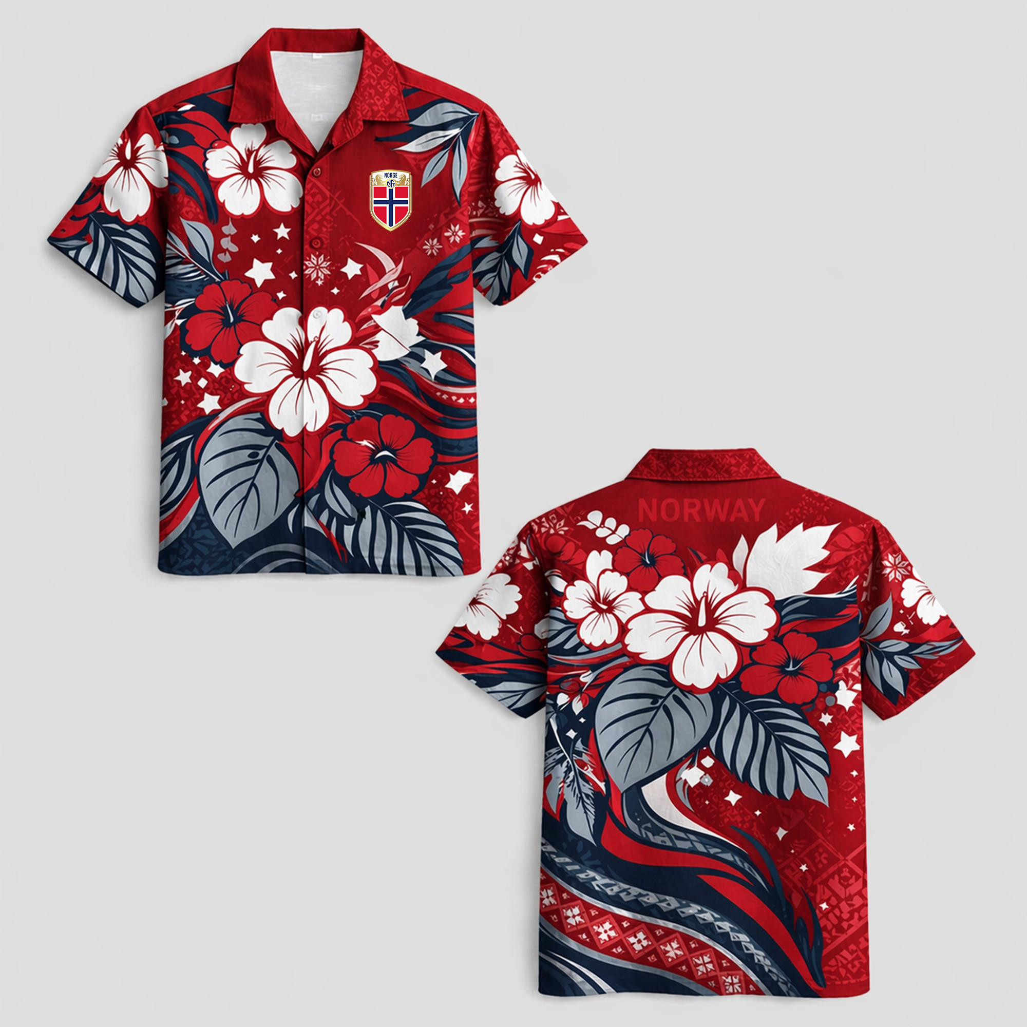 Norway World Cup 2026 Floral Hawaiian Shirt TTH100608 - Image 2
