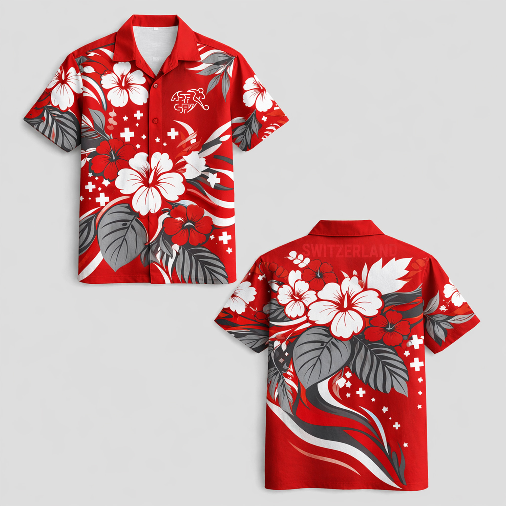 Switzerland World Cup 2026 Floral Hawaiian Shirt TTH100608 - Image 2