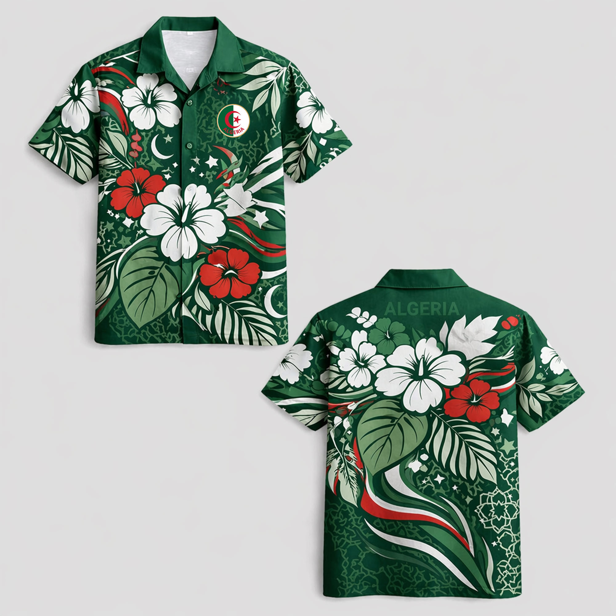 Algeria World Cup 2026 Floral Hawaiian Shirt TTH100608 - Image 2
