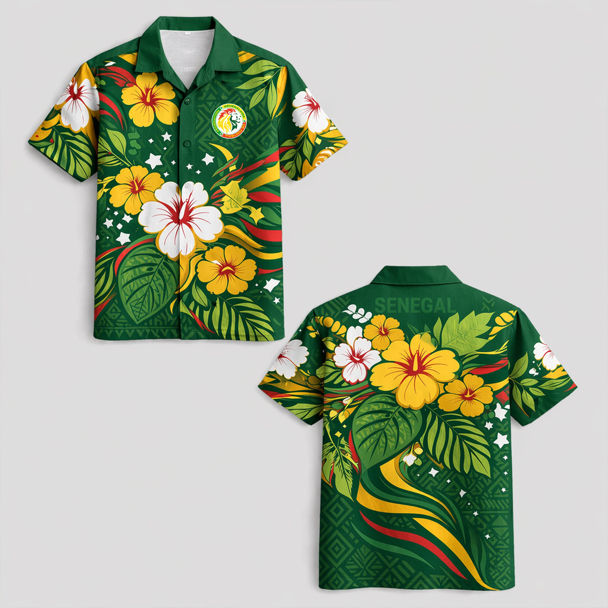 Senegal World Cup 2026 Floral Hawaiian Shirt TTH100608 - Image 2