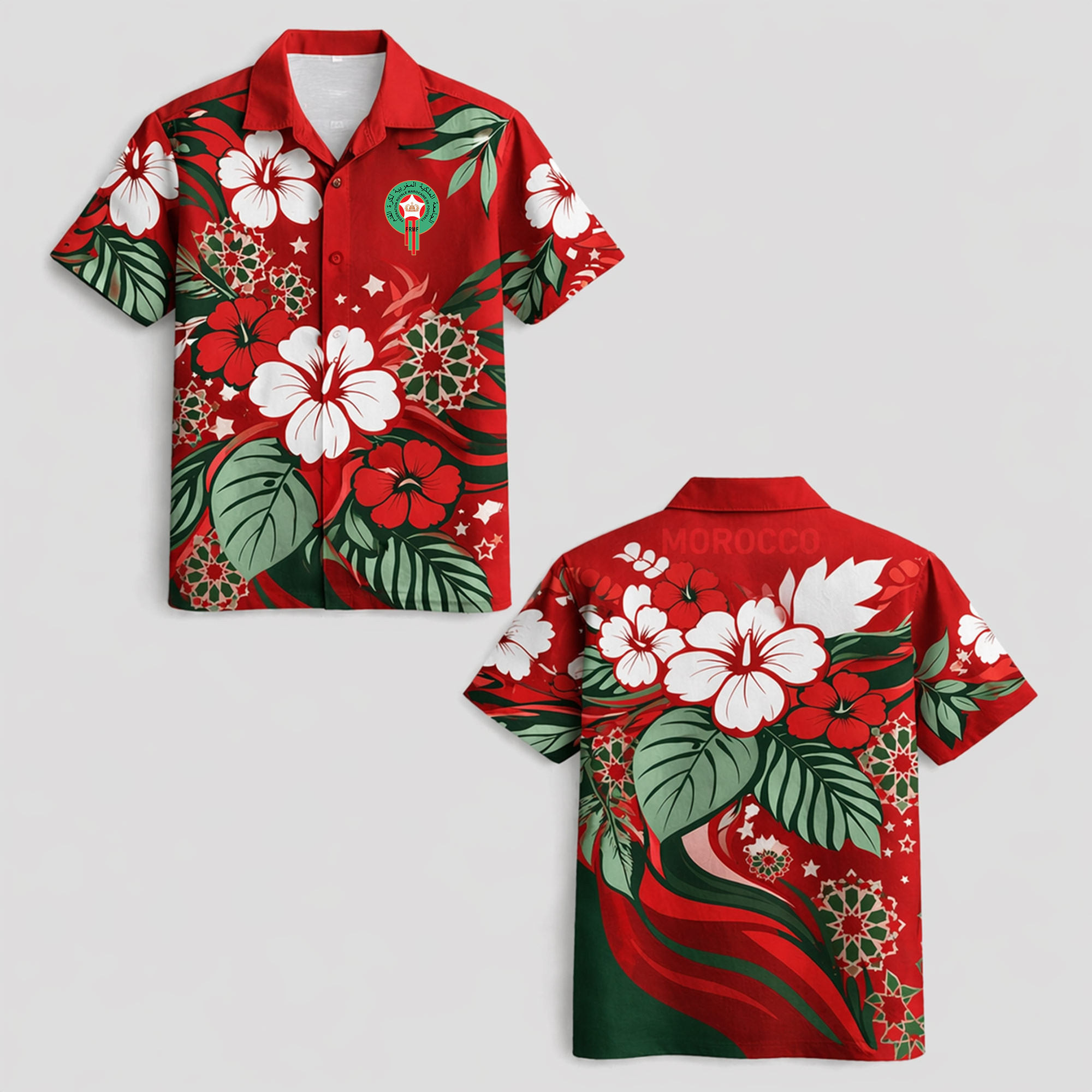 Morocco World Cup 2026 Floral Hawaiian Shirt TTH100608 - Image 2
