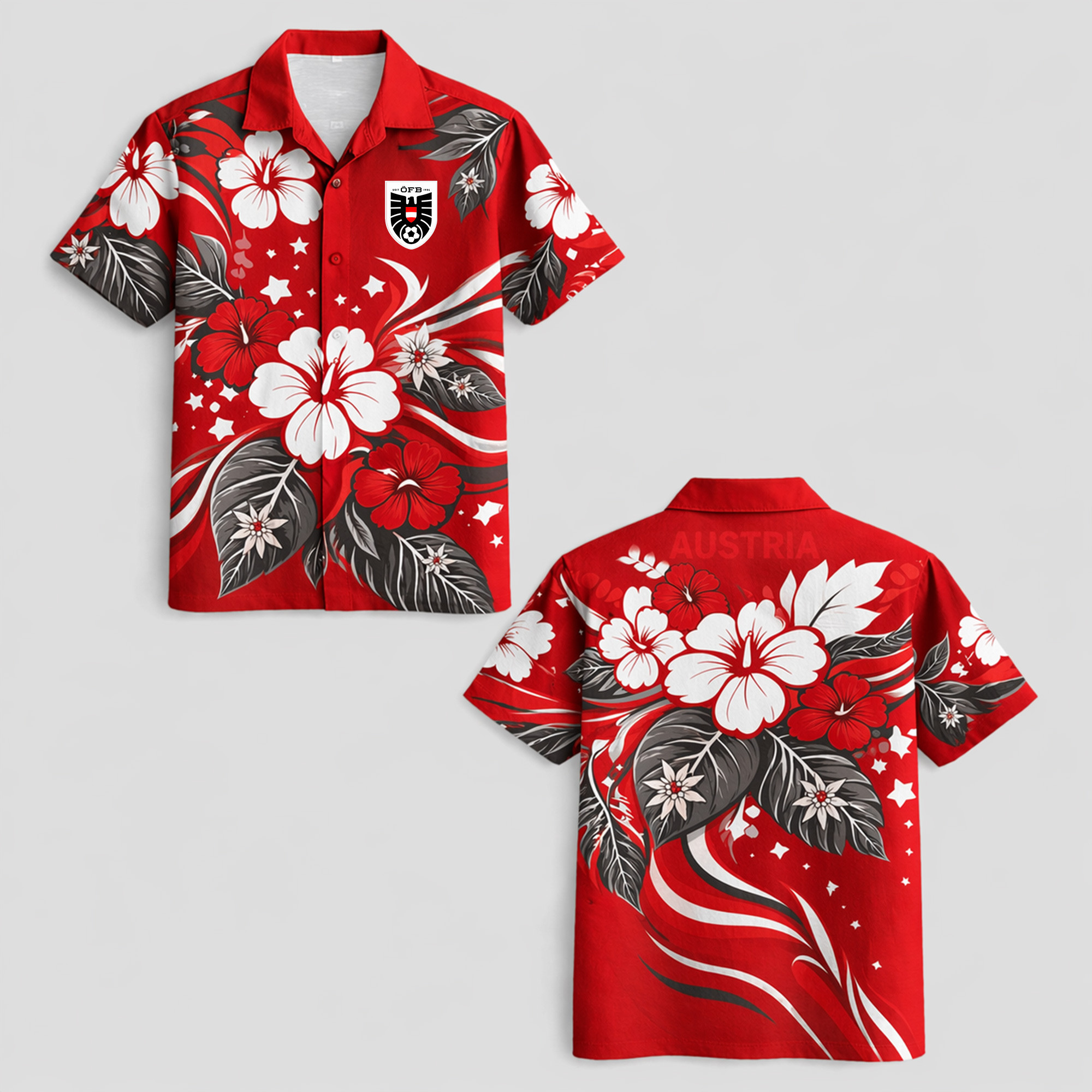 Austria World Cup 2026 Floral Hawaiian Shirt TTH100608 - Image 2