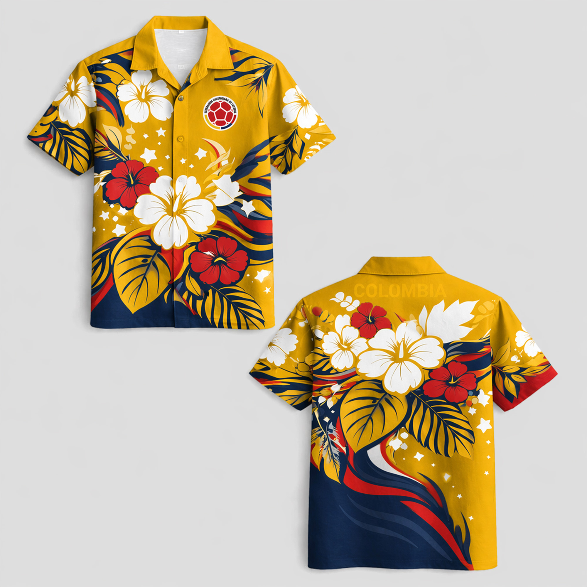 Colombia World Cup 2026 Floral Hawaiian Shirt TTH100608 - Image 2