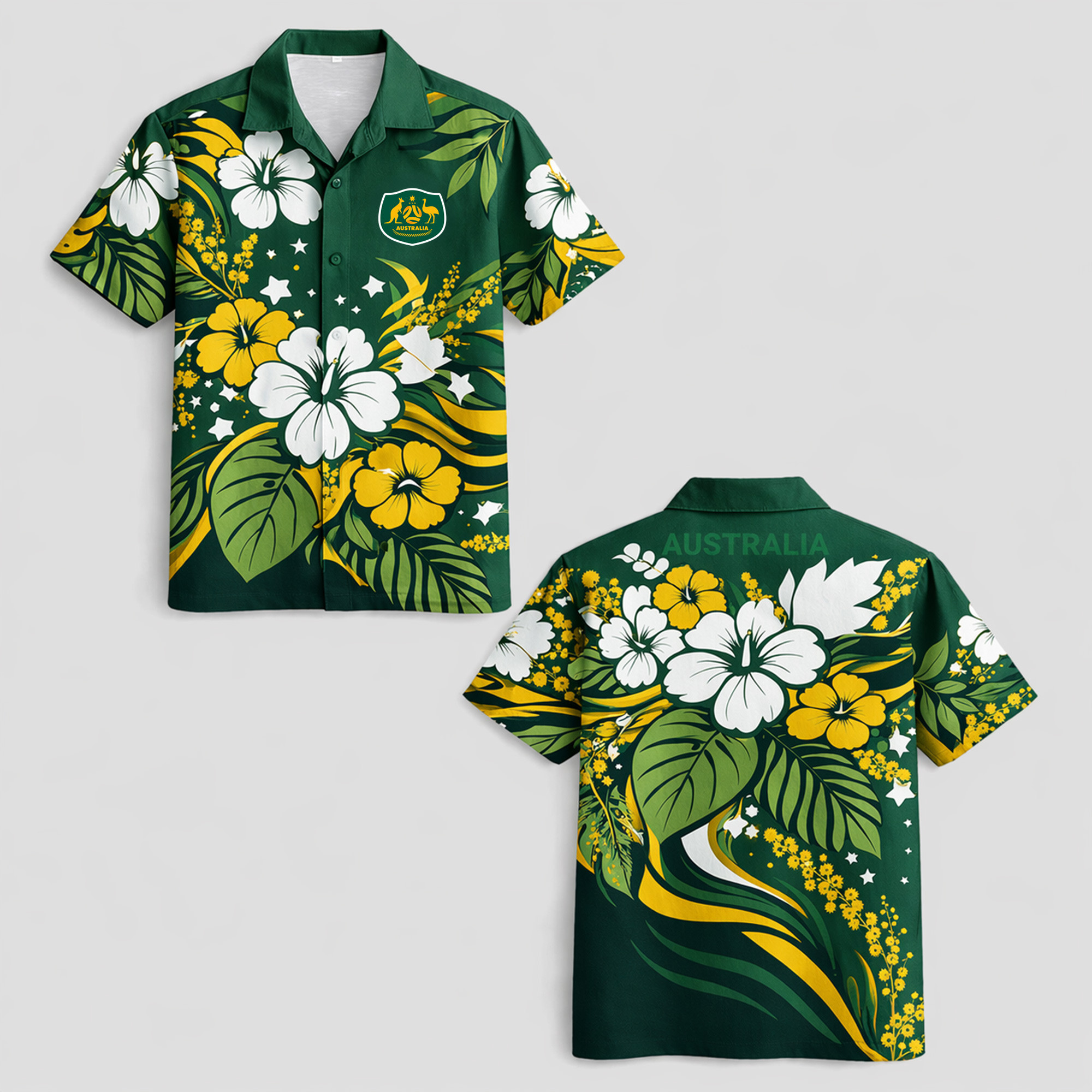 Australia World Cup 2026 Floral Hawaiian Shirt TTH100608 - Image 2