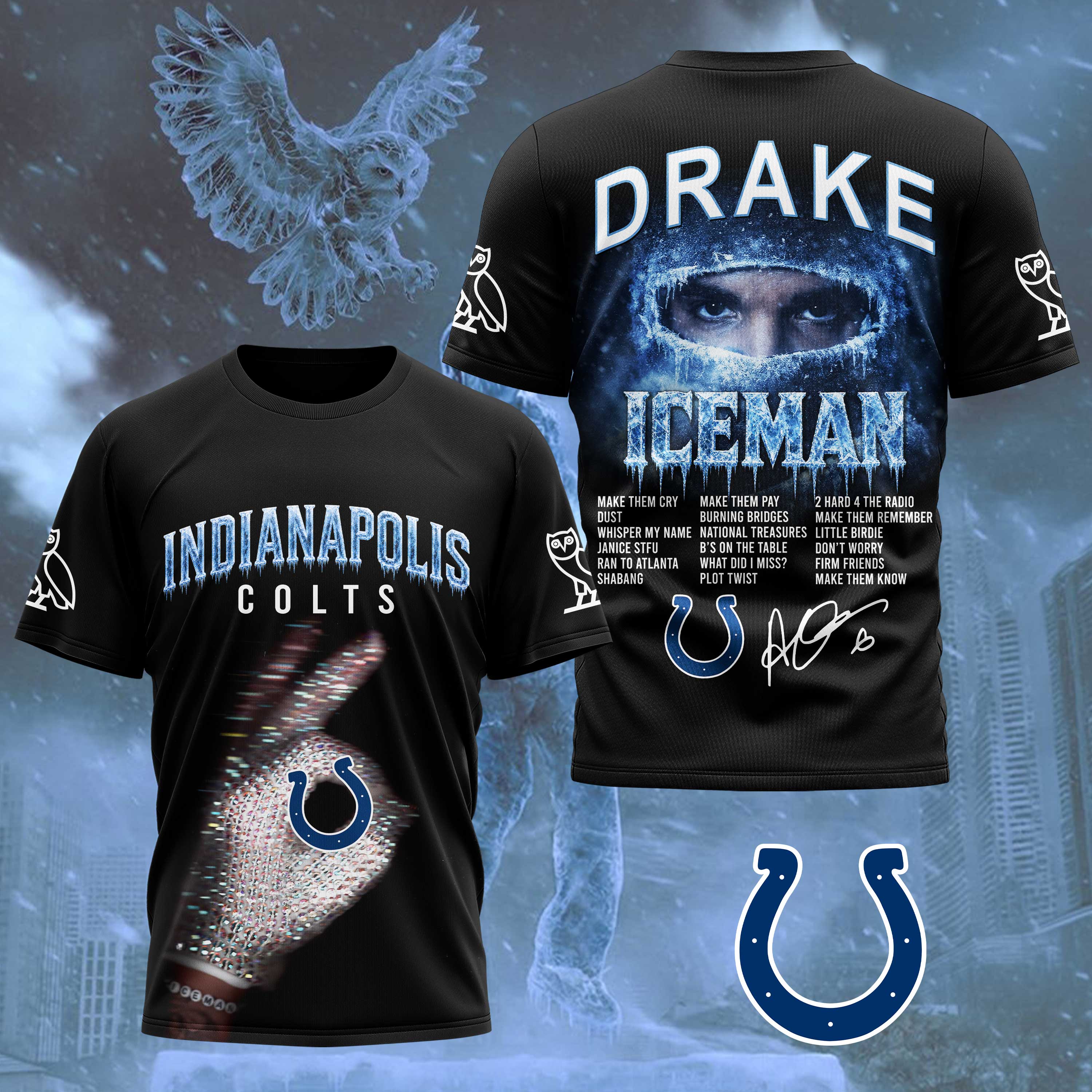 Indianapolis Colts x Premium NFL Drake Ice Man 3D T-Shirt – Limited Edition TTH200503 - Image 2