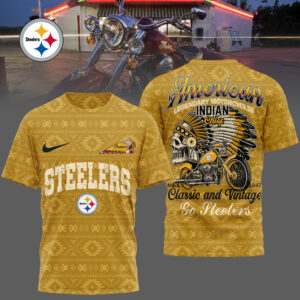 Pittsburgh Steelers x Premium NFL Indian Motorcycle 3D T-Shirt – Limited Edition TTH200501