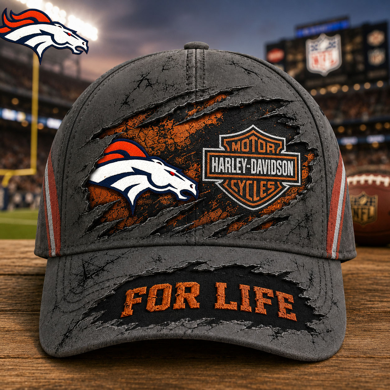 Denver Broncos x Premium NFL Harley Davidson For Life Classic Cap – Limited Edition TTH200502 - Image 2