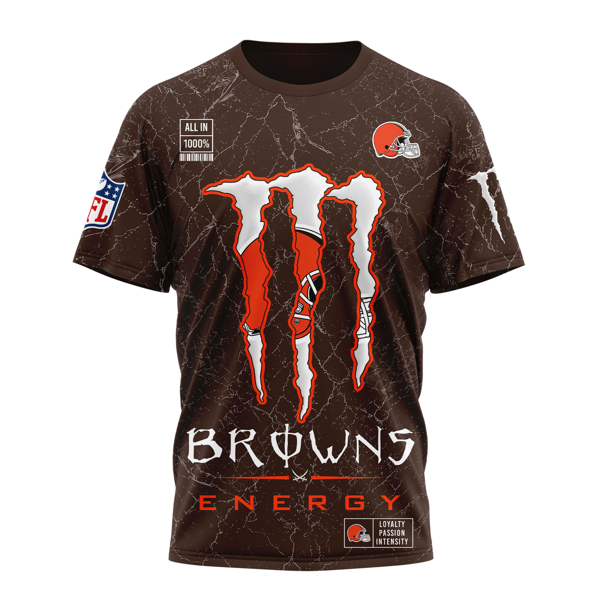 Cleveland Browns x Premium NFL Monster Energy Nutrition 3D T-Shirt – Limited Edition TTH200500