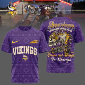 Minnesota Vikings x Premium NFL Indian Motorcycle 3D T-Shirt – Limited Edition TTH200501