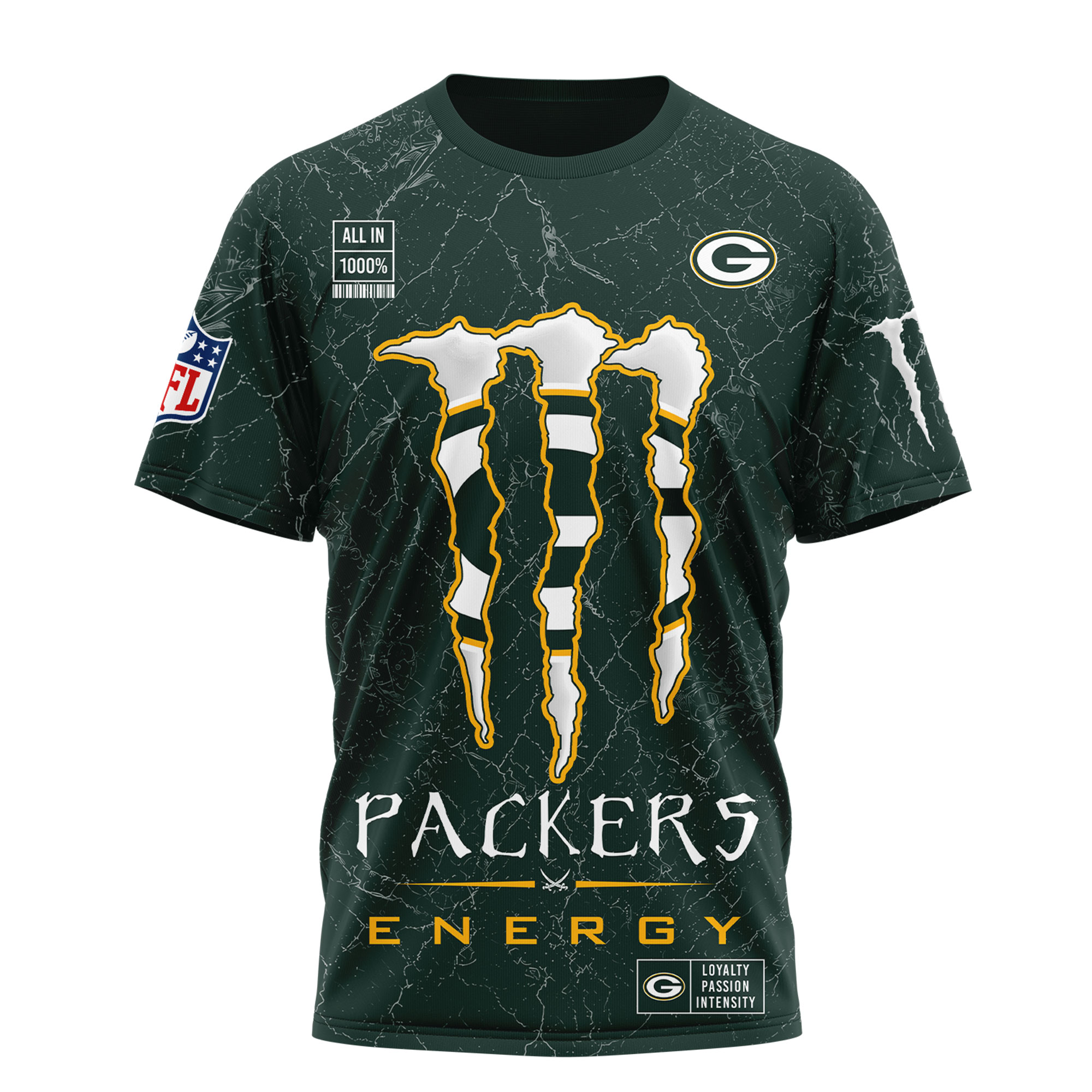 Green Bay Packers x Premium NFL Monster Energy Nutrition 3D T-Shirt – Limited Edition TTH200500