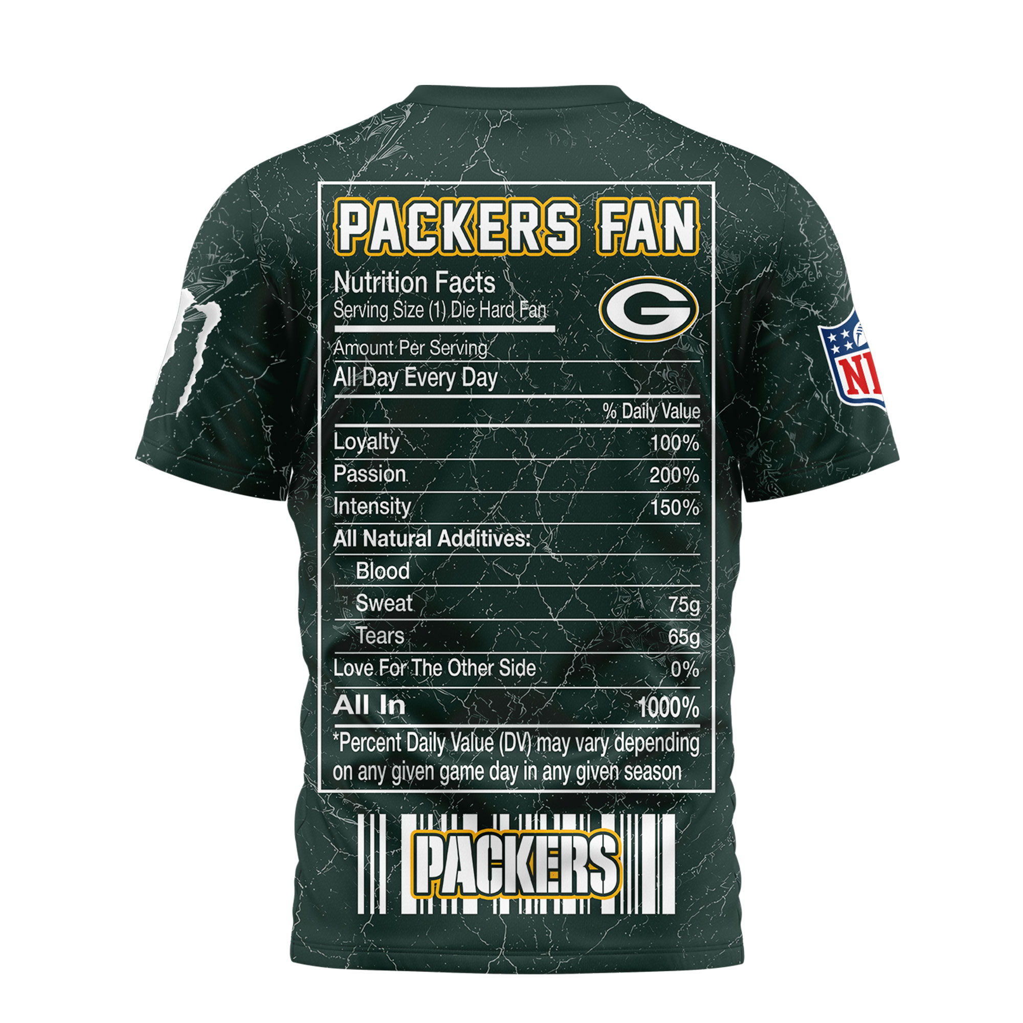 Green Bay Packers x Premium NFL Monster Energy Nutrition 3D T-Shirt – Limited Edition TTH200500 - Image 3
