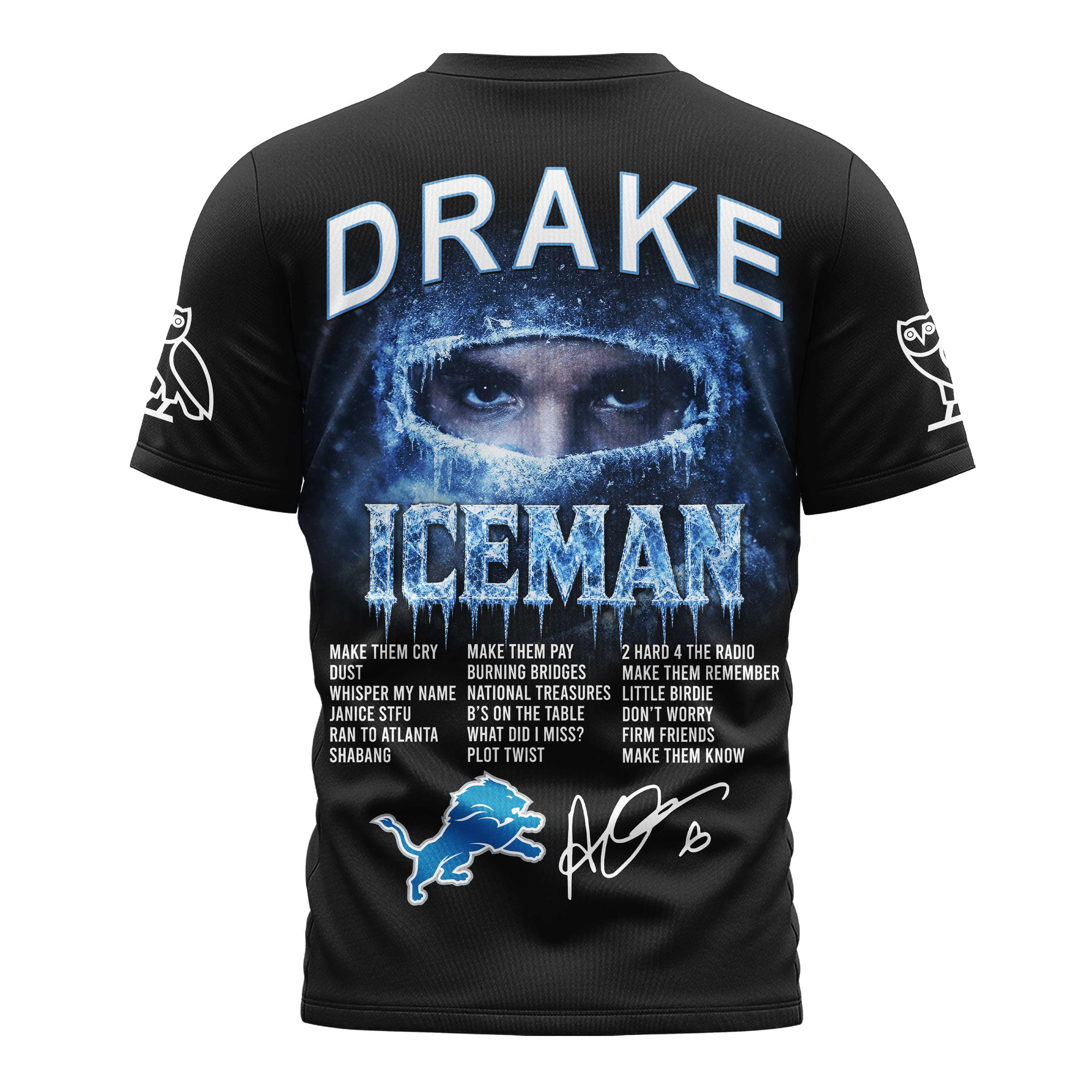 Detroit Lions x Premium NFL Drake Ice Man 3D T-Shirt – Limited Edition TTH200503 - Image 3