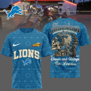 Detroit Lions x Premium NFL Indian Motorcycle 3D T-Shirt – Limited Edition TTH200501