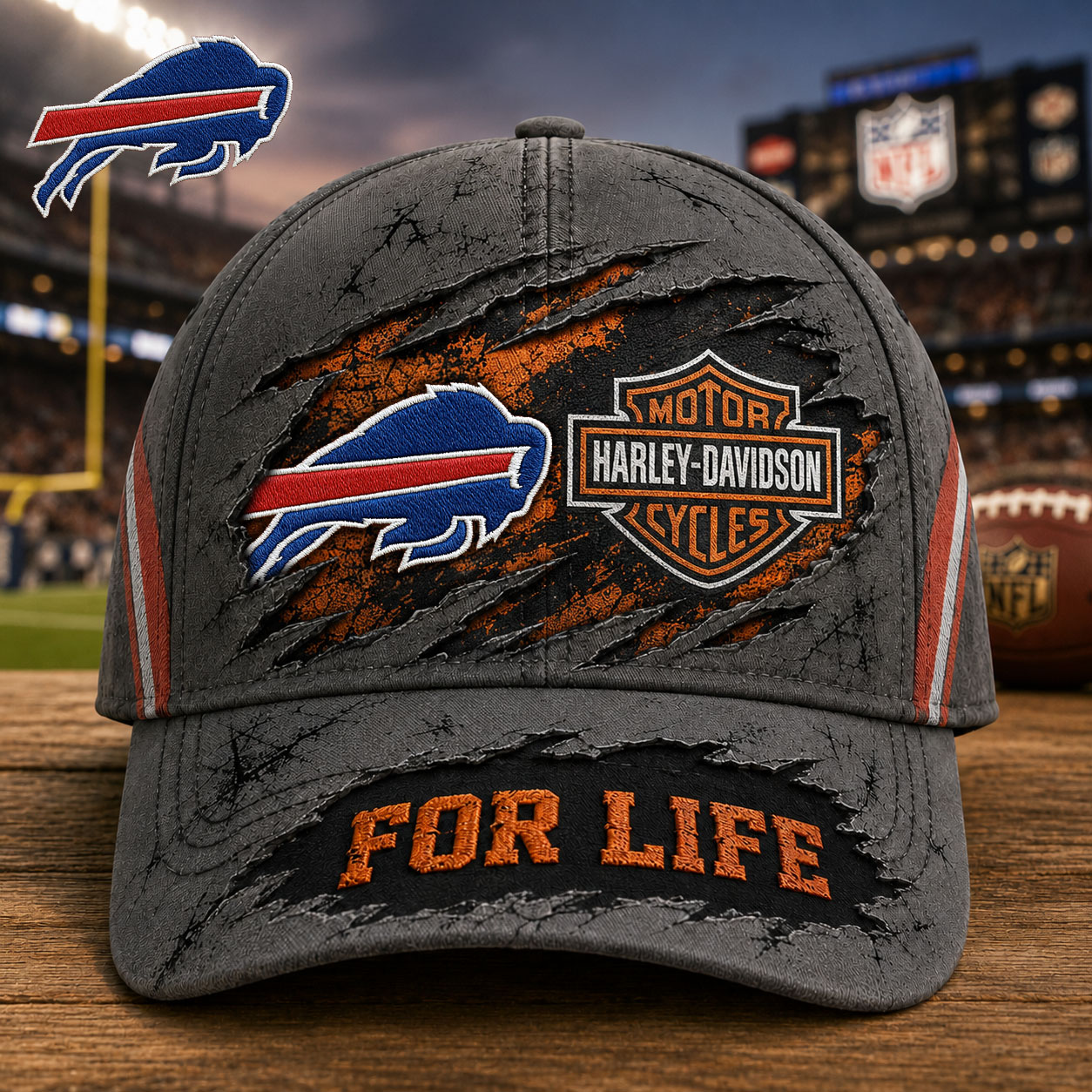 Buffalo Bills x Premium NFL Harley Davidson For Life Classic Cap – Limited Edition TTH200502 - Image 2