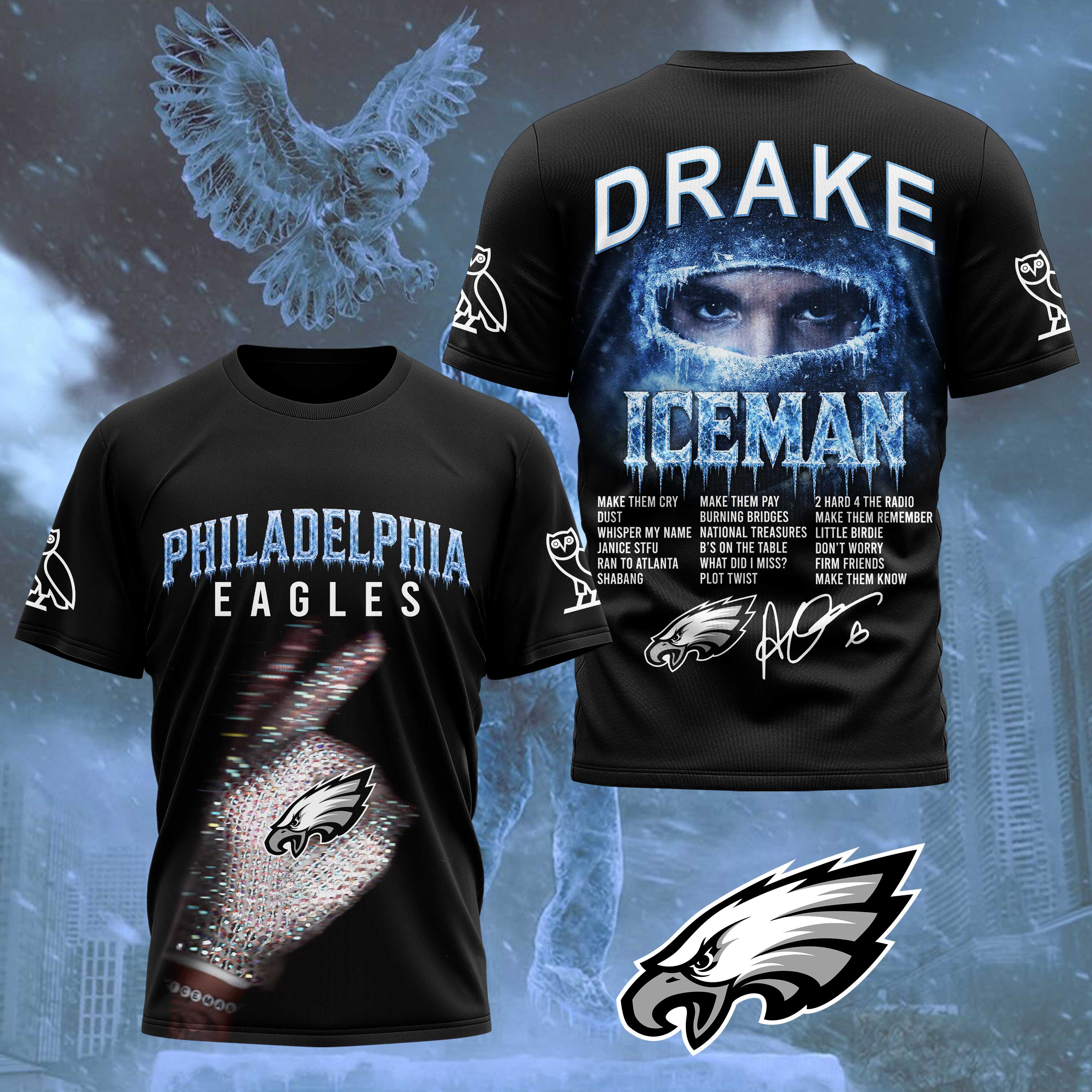Philadelphia Eagles x Premium NFL Drake Ice Man 3D T-Shirt – Limited Edition TTH200503 - Image 2