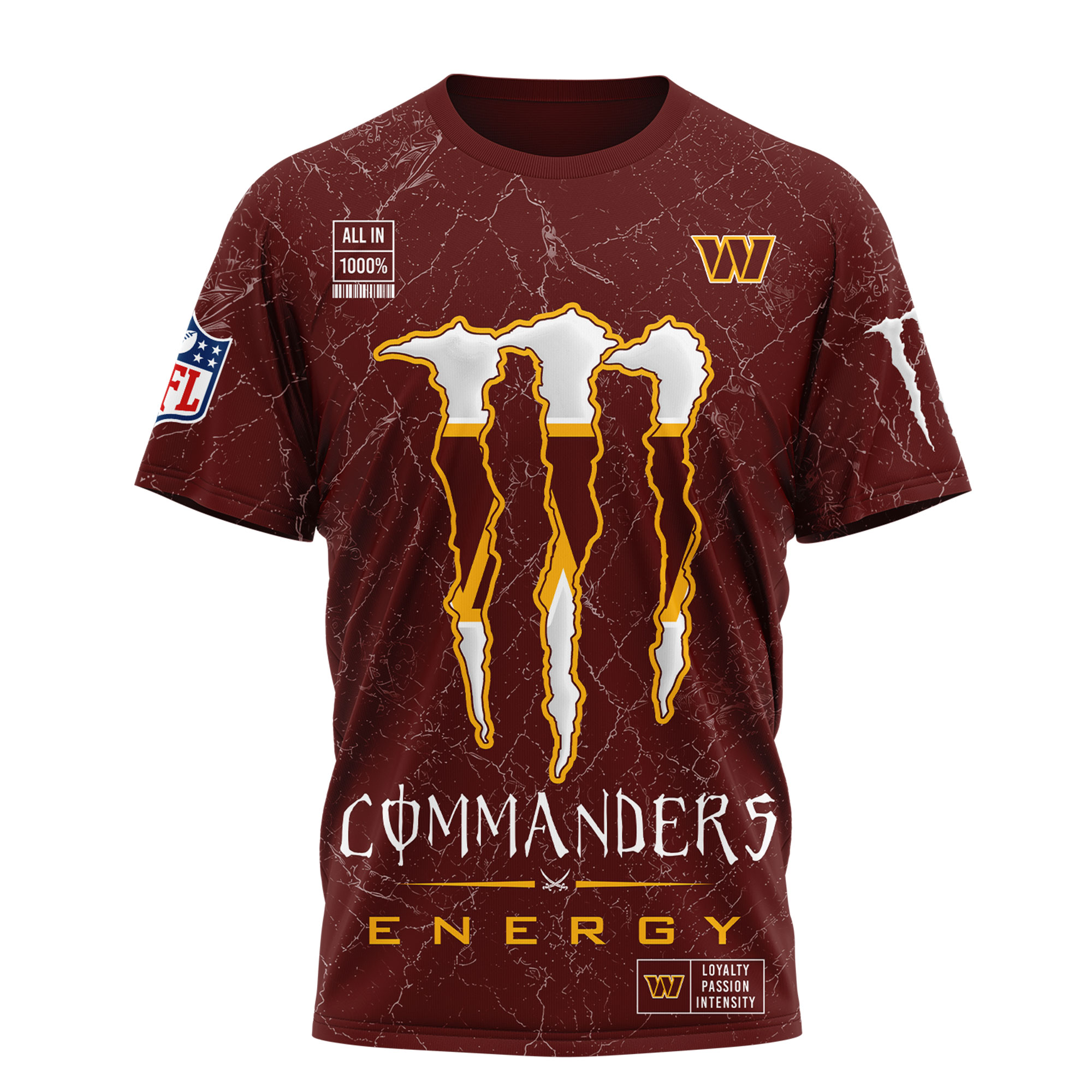 Washington Commanders x Premium NFL Monster Energy Nutrition 3D T-Shirt – Limited Edition TTH200500