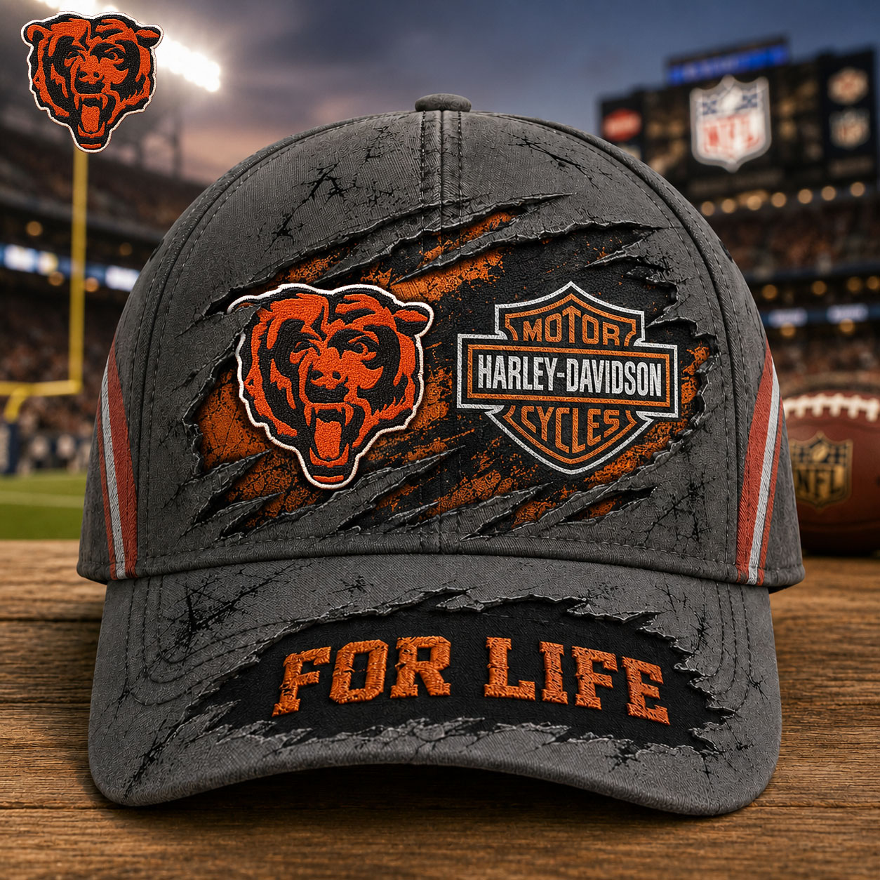 Chicago Bears x Premium NFL Harley Davidson For Life Classic Cap – Limited Edition TTH200502 - Image 2