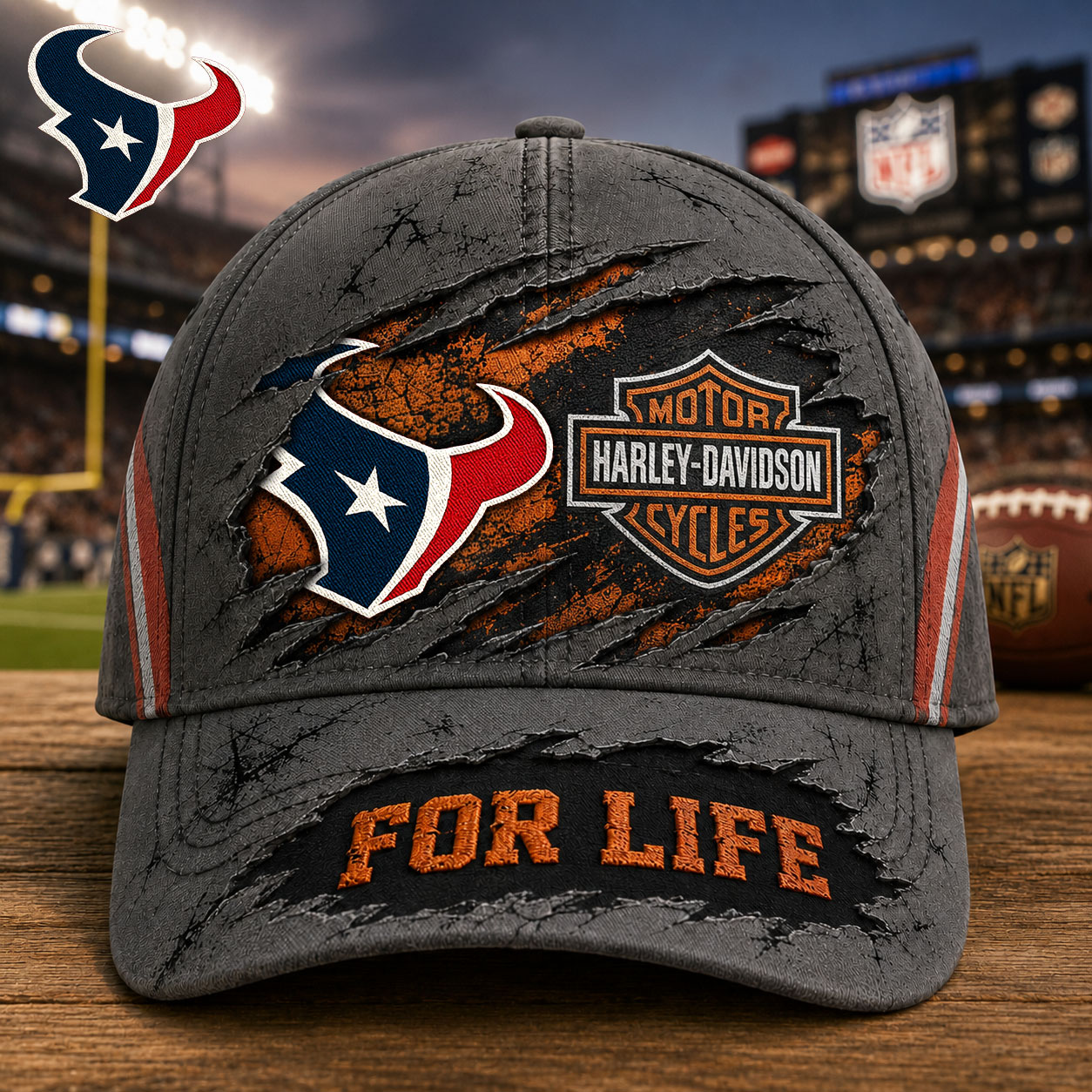 Houston Texans x Premium NFL Harley Davidson For Life Classic Cap – Limited Edition TTH200502 - Image 2