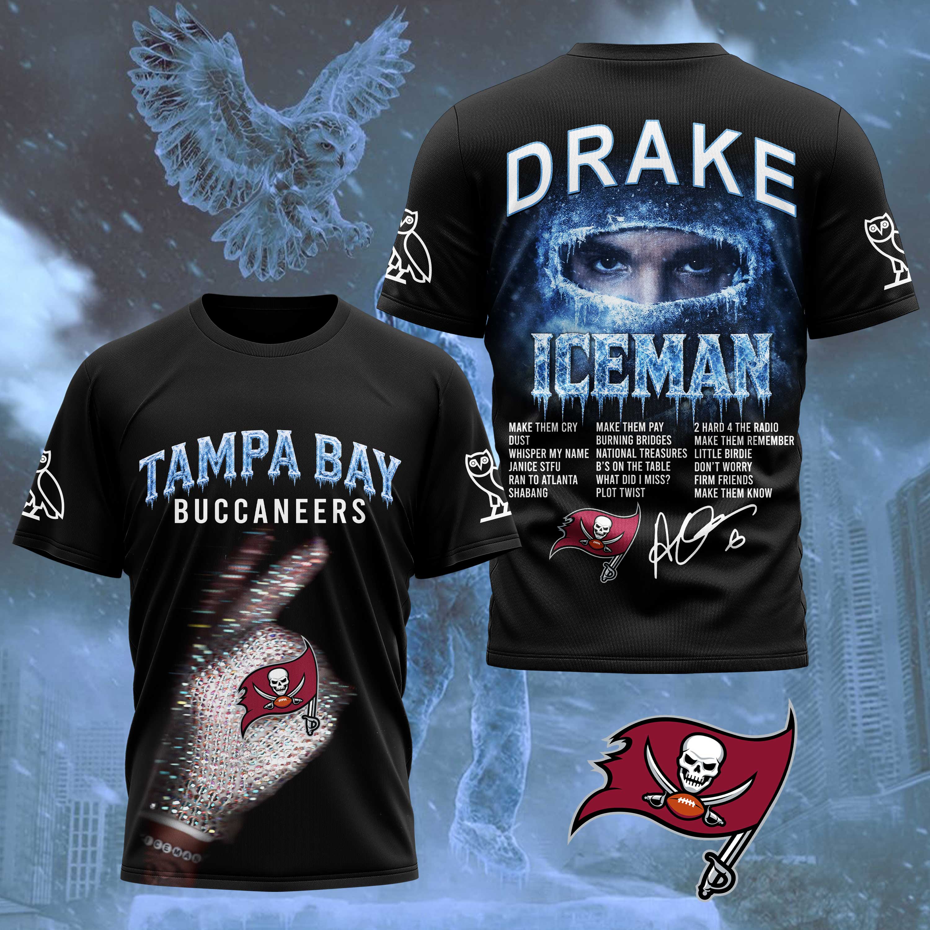 Tampa Bay Buccaneers x Premium NFL Drake Ice Man 3D T-Shirt – Limited Edition TTH200503 - Image 2