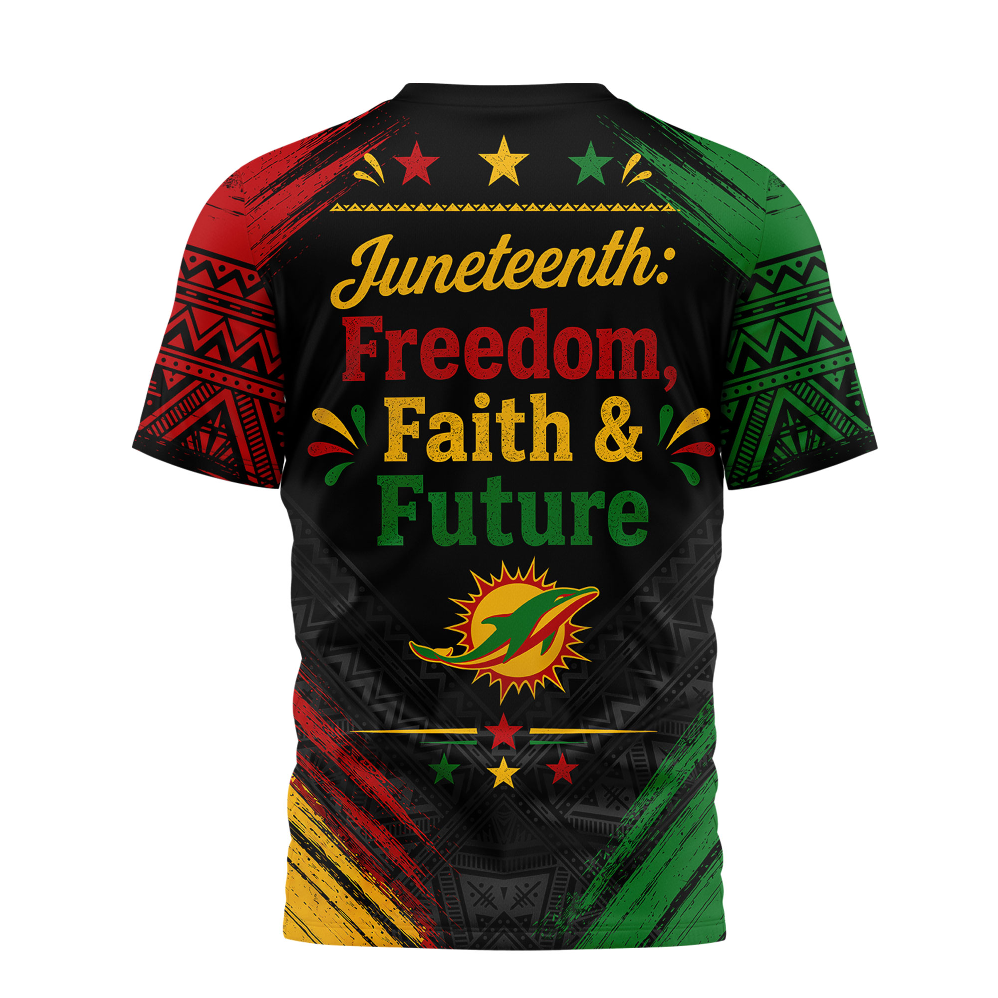 Miami Dolphins x Premium NFL Juneteeth Freedom Faith & Future 3D T-Shirt – Limited Edition TTH200504 - Image 3