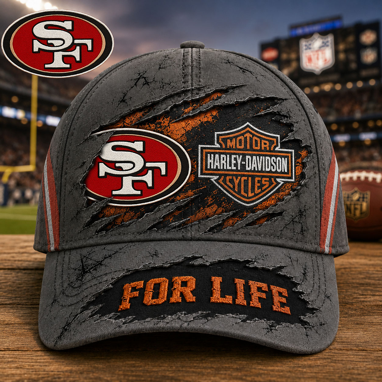 San Francisco 49ers x Premium NFL Harley Davidson For Life Classic Cap – Limited Edition TTH200502 - Image 2