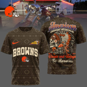 Cleveland Browns x Premium NFL Indian Motorcycle 3D T-Shirt – Limited Edition TTH200501