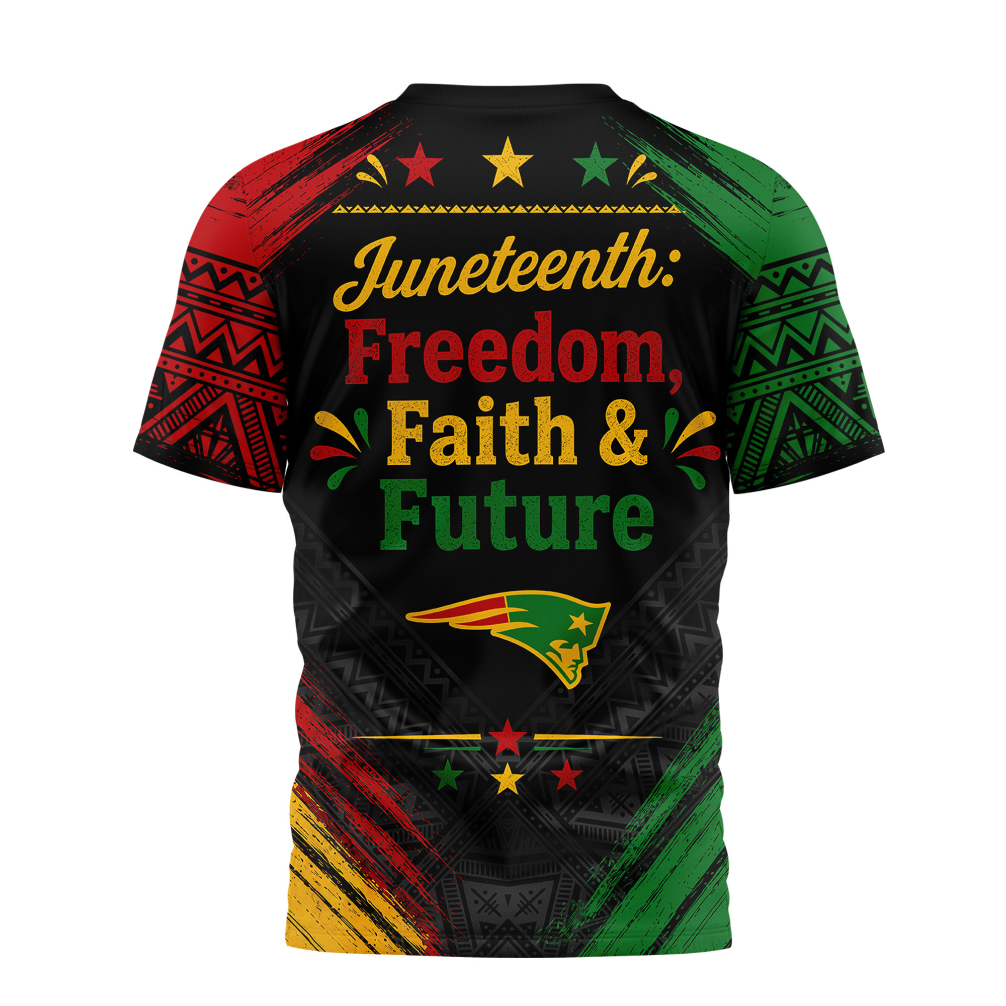 New England Patriots x Premium NFL Juneteeth Freedom Faith & Future 3D T-Shirt – Limited Edition TTH200504 - Image 3