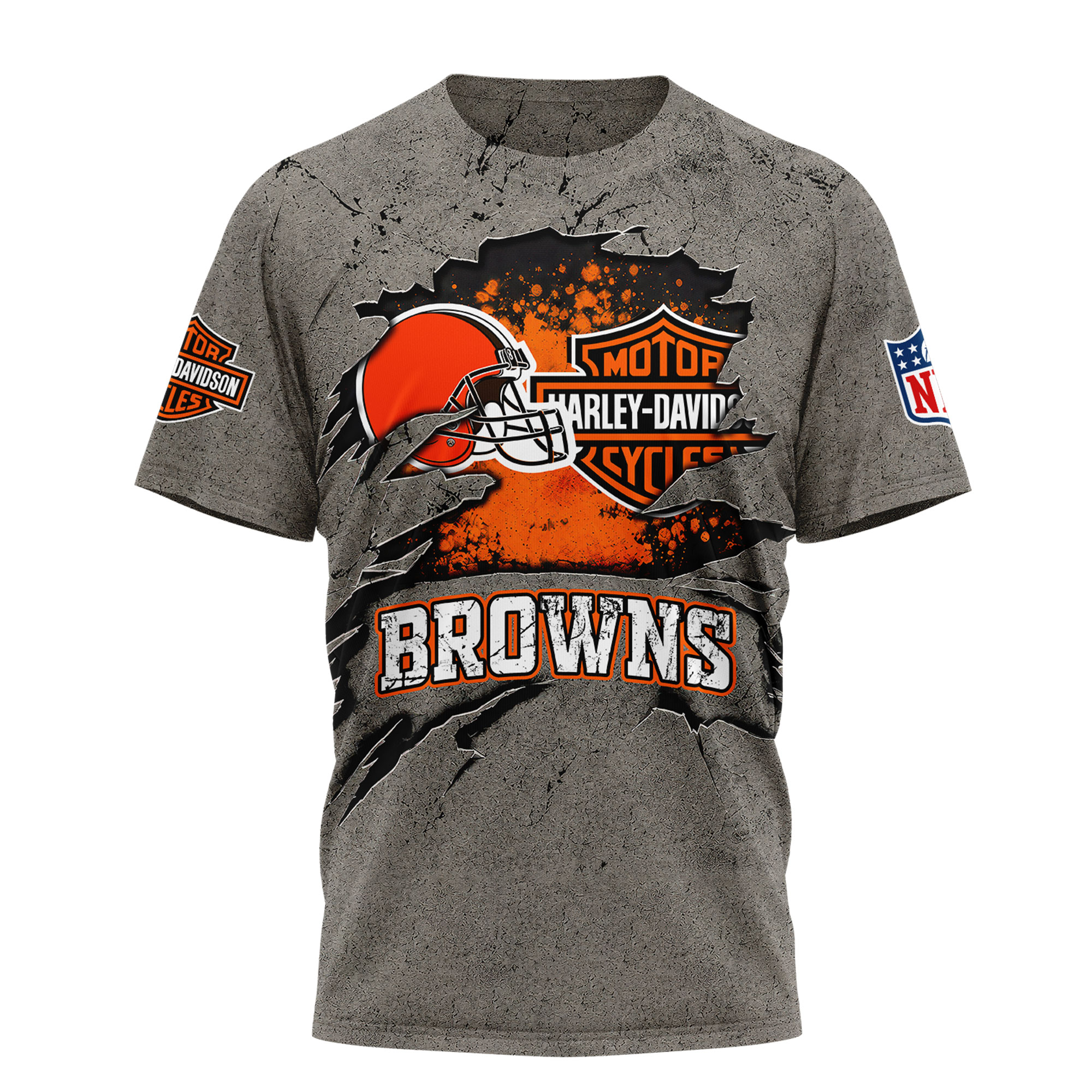Cleveland Browns x Premium NFL Harley Davidson For Life 3D T-Shirt – Limited Edition TTH200510