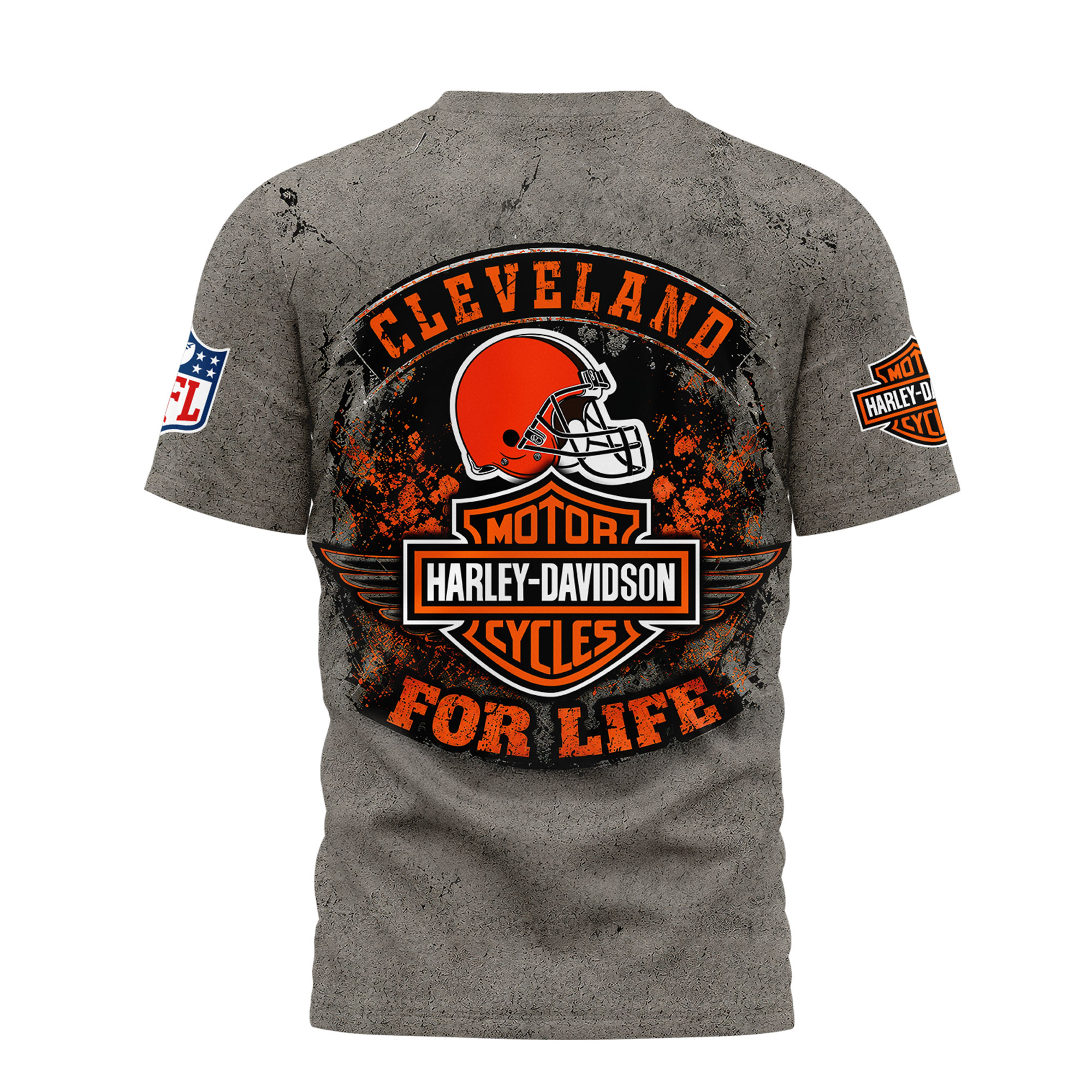 Cleveland Browns x Premium NFL Harley Davidson For Life 3D T-Shirt – Limited Edition TTH200510 - Image 3