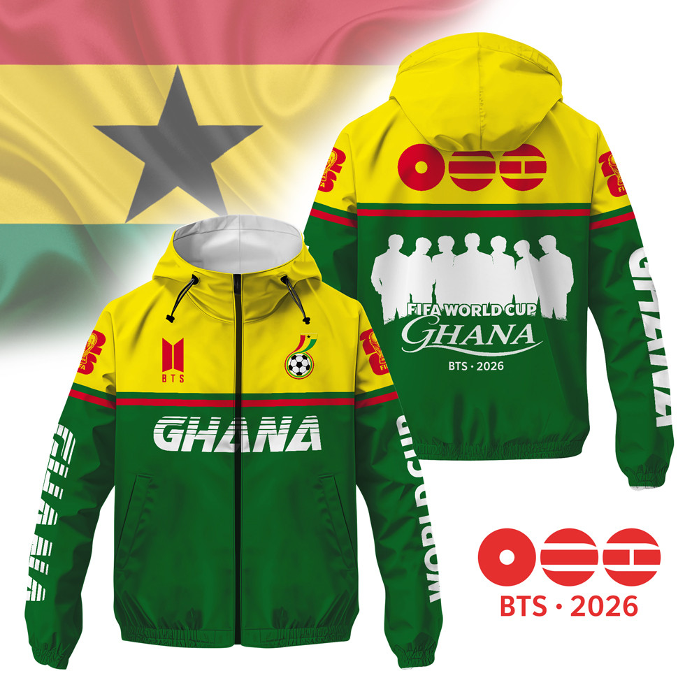 Ghana | Premium World Cup 2026 x BTS Limited Edition Windbreaker Jacket TTH200526 - Image 2