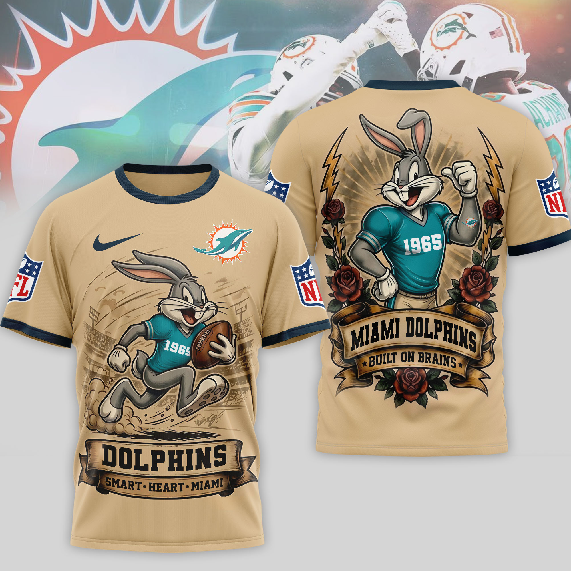Miami Dolphins x Premium NFL Old School Game Day 3D T-Shirt – Limited Edition TTH200506 - Image 2