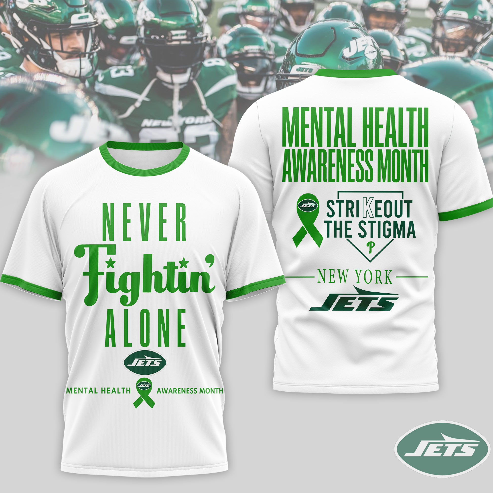New York Jets x Premium NFL Mental Health Matters 3D T-Shirt – Limited Edition TTH200509 - Image 2