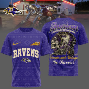 Baltimore Ravens x Premium NFL Indian Motorcycle 3D T-Shirt – Limited Edition TTH200501