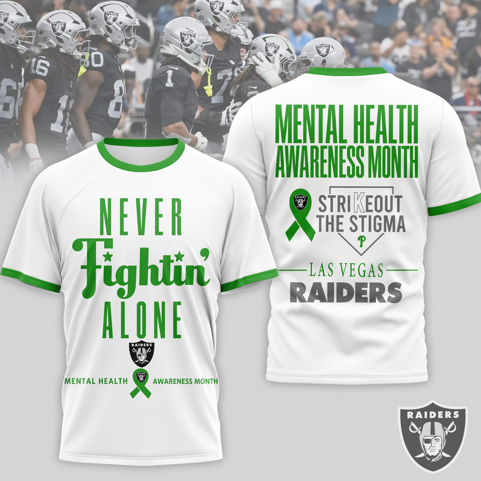Las Vegas Raiders x Premium NFL Mental Health Matters 3D T-Shirt – Limited Edition TTH200509 - Image 2