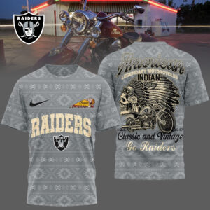 Las Vegas Raiders x Premium NFL Indian Motorcycle 3D T-Shirt – Limited Edition TTH200501