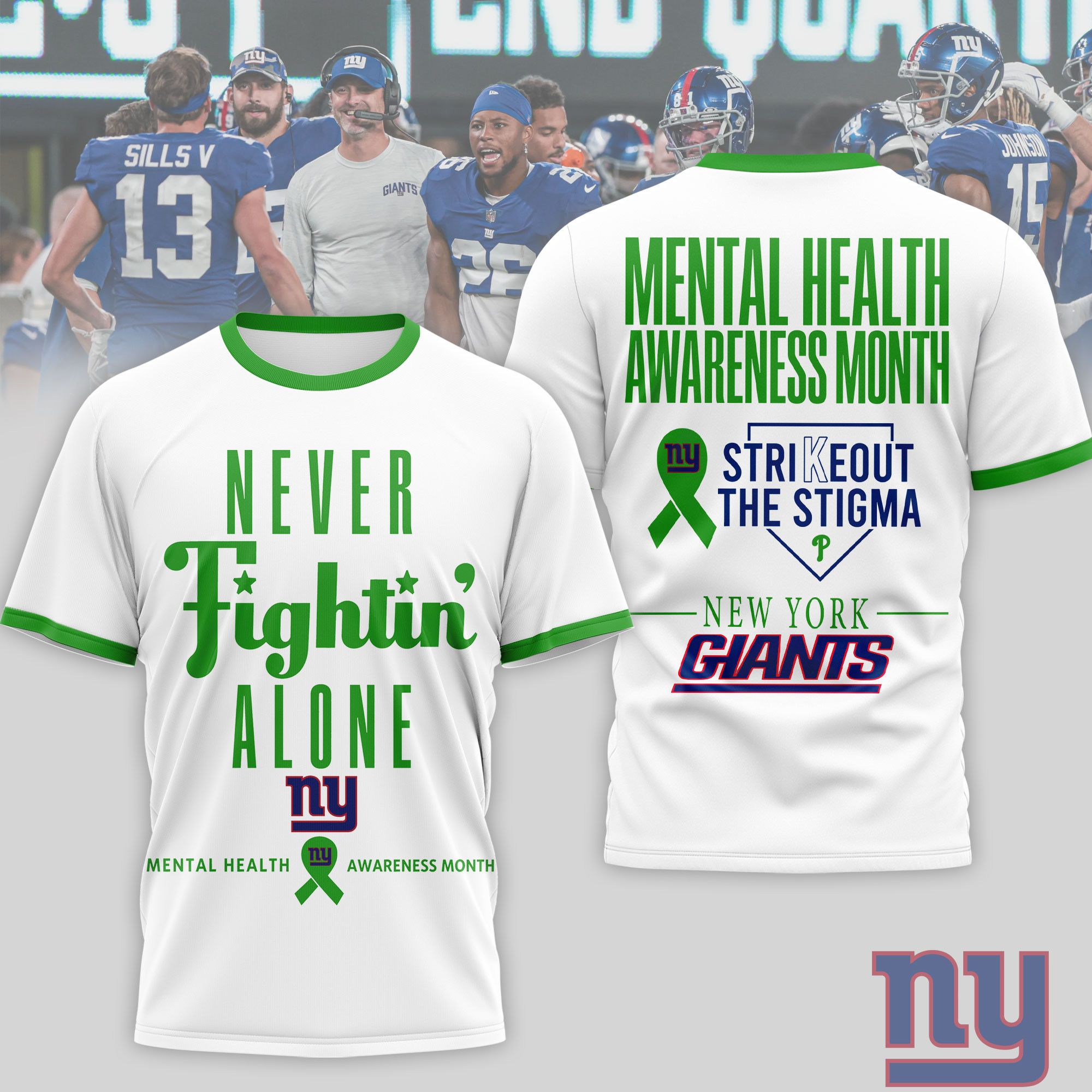 New York Giants x Premium NFL Mental Health Matters 3D T-Shirt – Limited Edition TTH200509 - Image 2