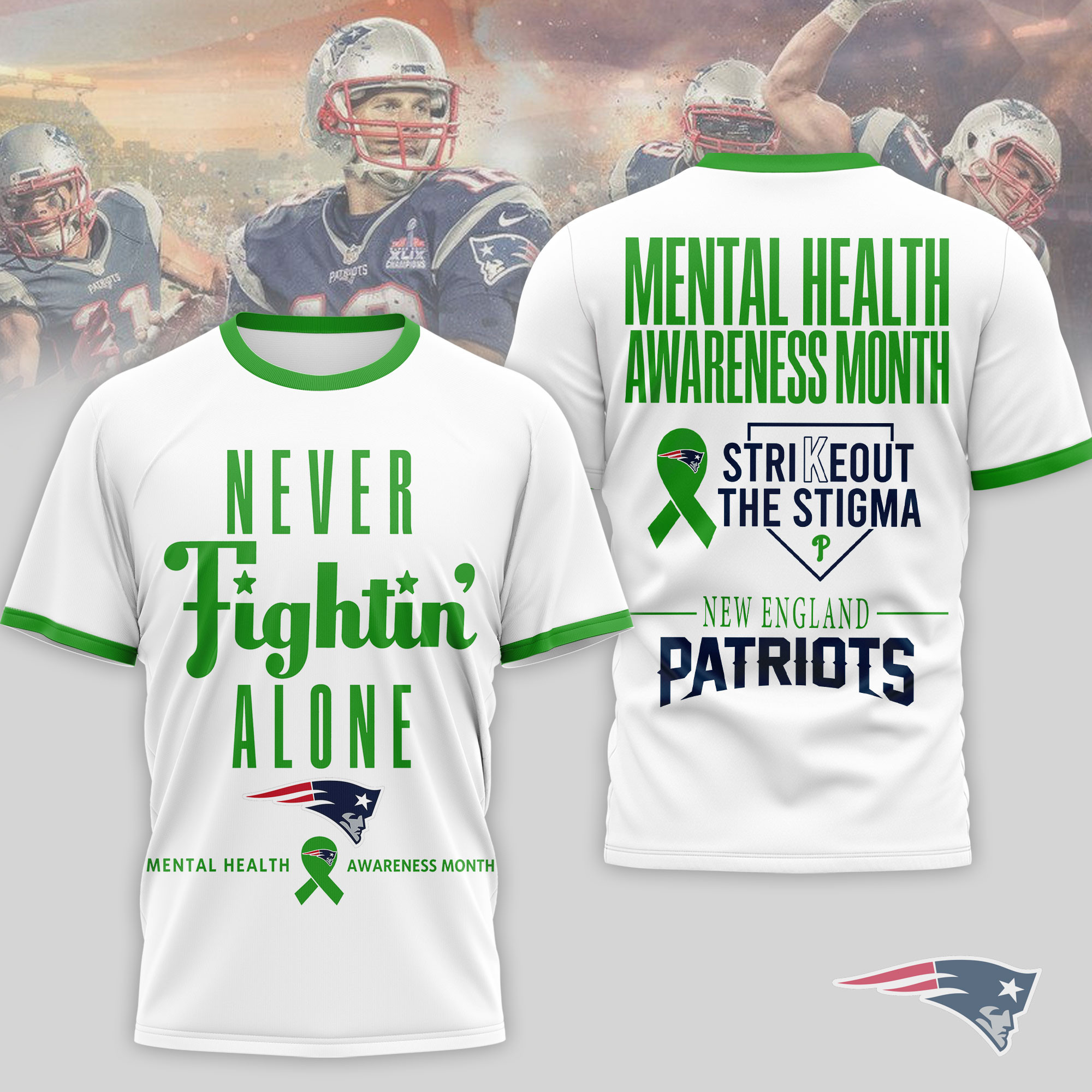 New England Patriots x Premium NFL Mental Health Matters 3D T-Shirt – Limited Edition TTH200509 - Image 2