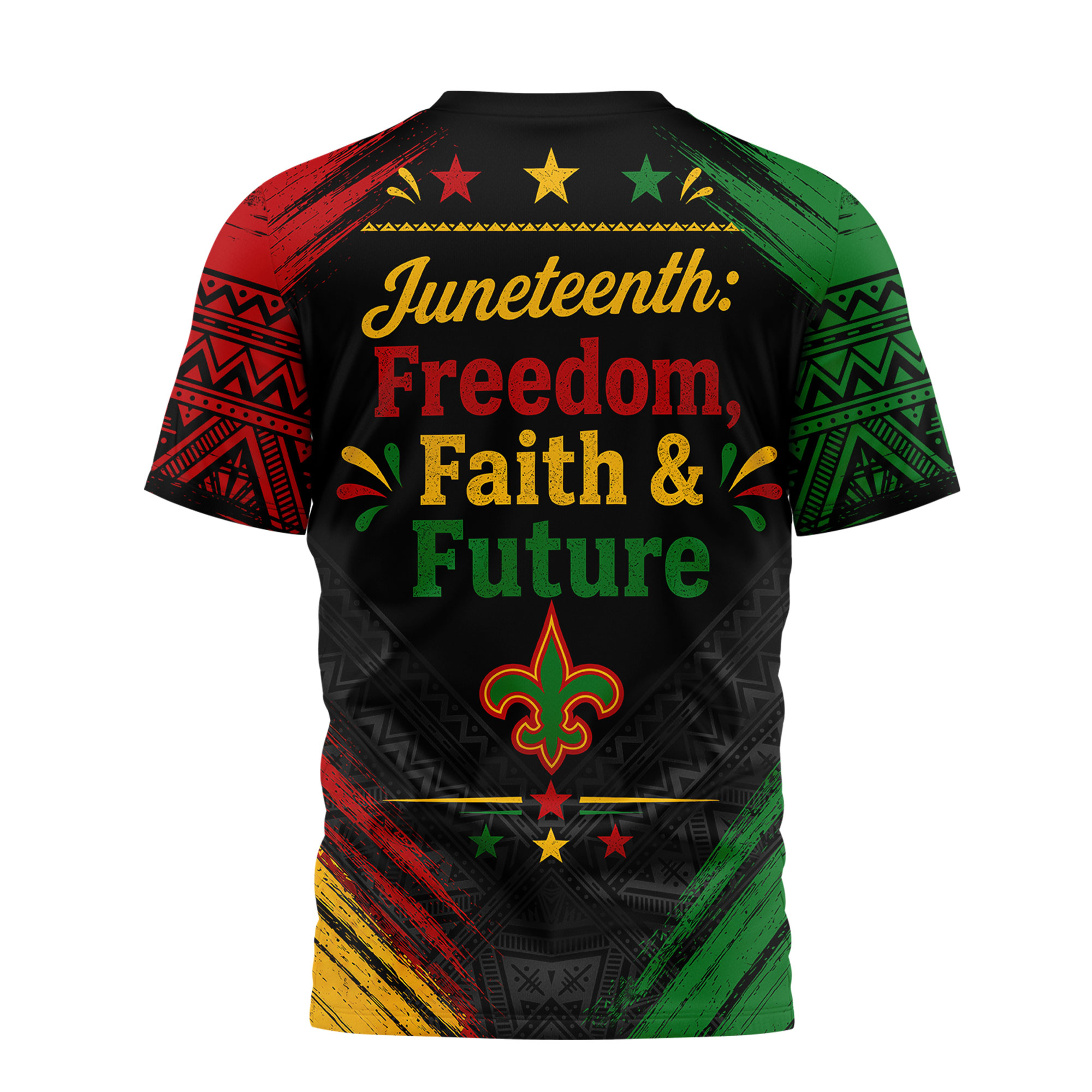 New Orleans Saints x Premium NFL Juneteeth Freedom Faith & Future 3D T-Shirt – Limited Edition TTH200504 - Image 3