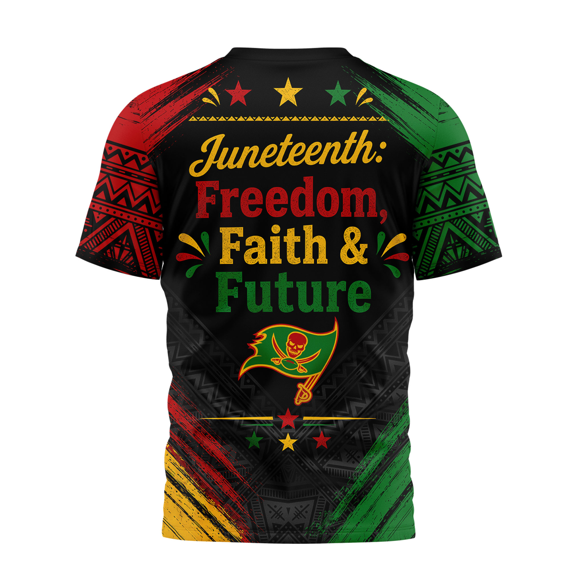 Tampa Bay Buccaneers x Premium NFL Juneteeth Freedom Faith & Future 3D T-Shirt – Limited Edition TTH200504 - Image 3