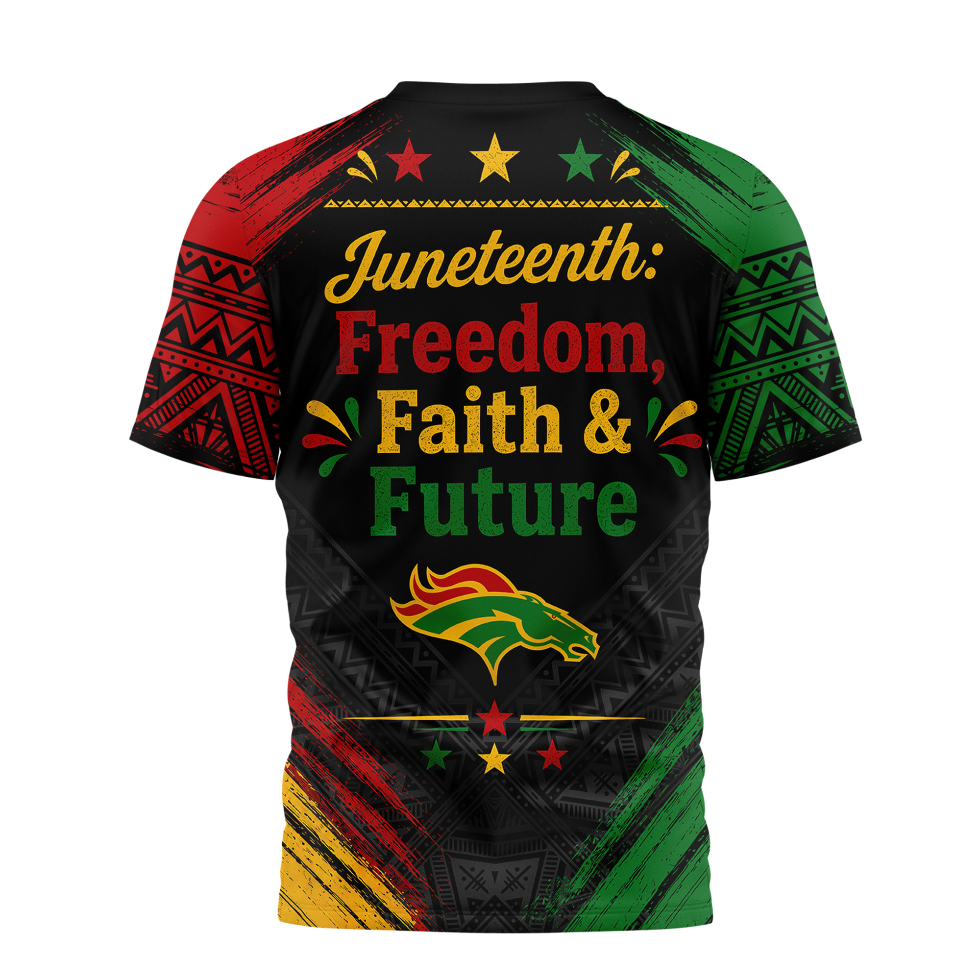 Denver Broncos x Premium NFL Juneteeth Freedom Faith & Future 3D T-Shirt – Limited Edition TTH200504 - Image 3