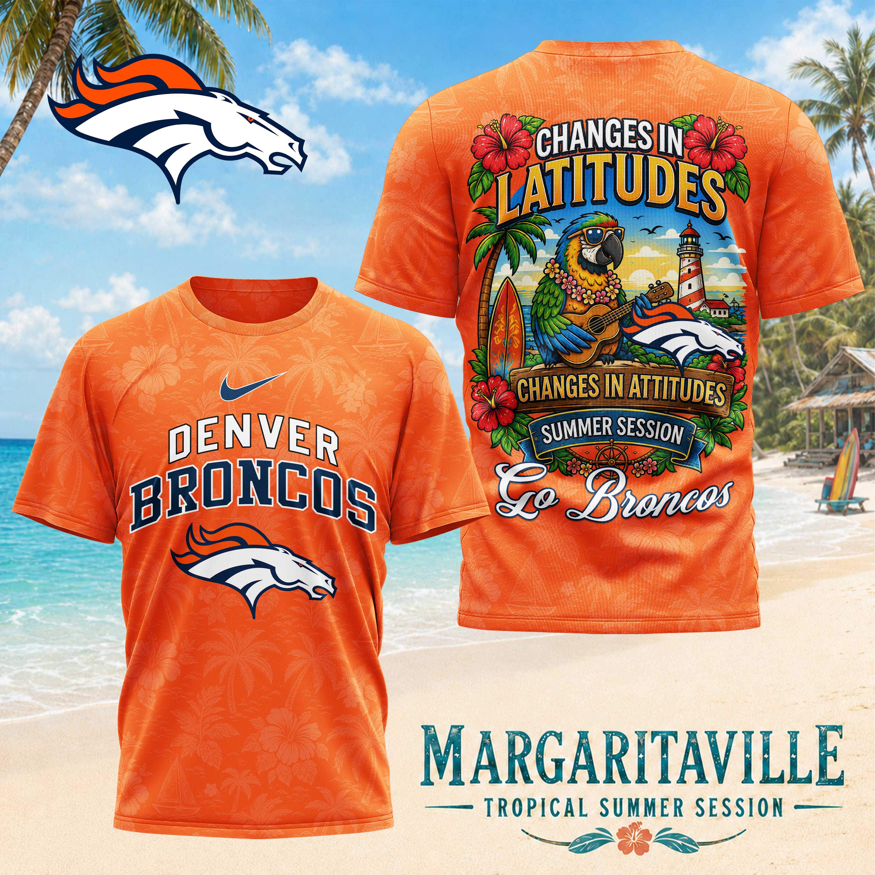 Denver Broncos x Premium NFL Changes in Latitudes 3D T-Shirt – Limited Edition TTH200507 - Image 2